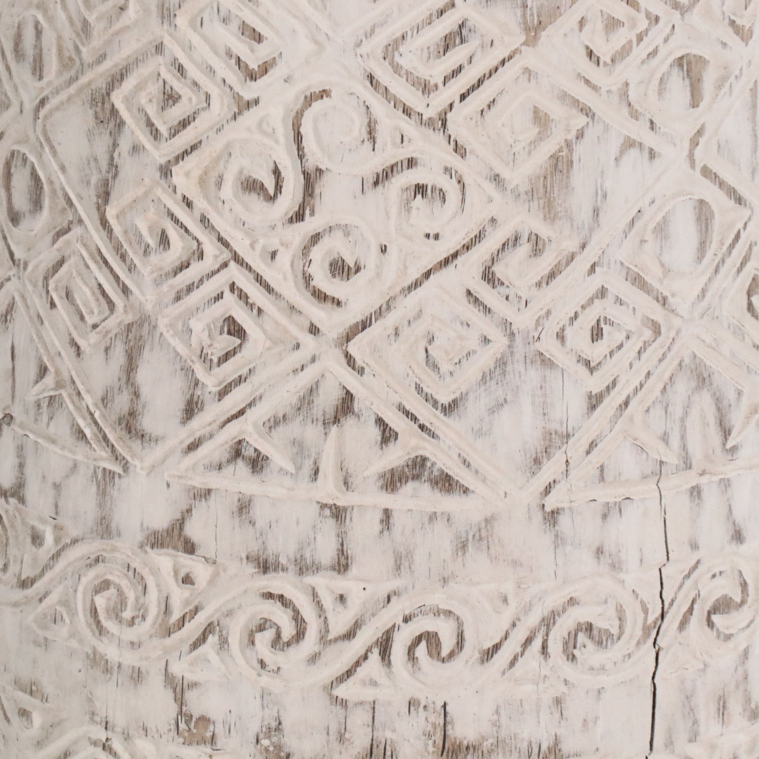 Balinese Style Carved Palm Wood Floor Vase