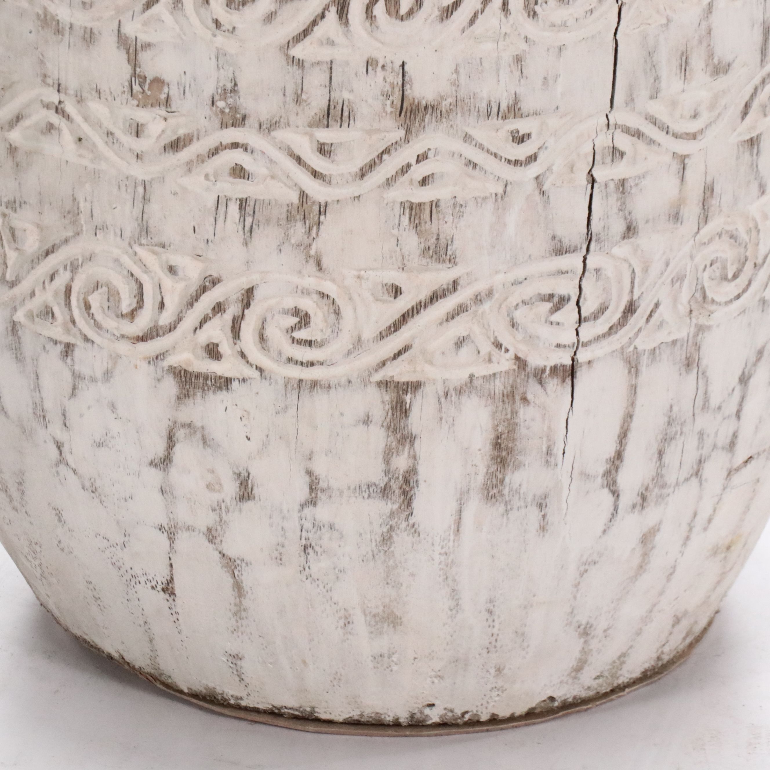 Balinese Style Carved Palm Wood Floor Vase