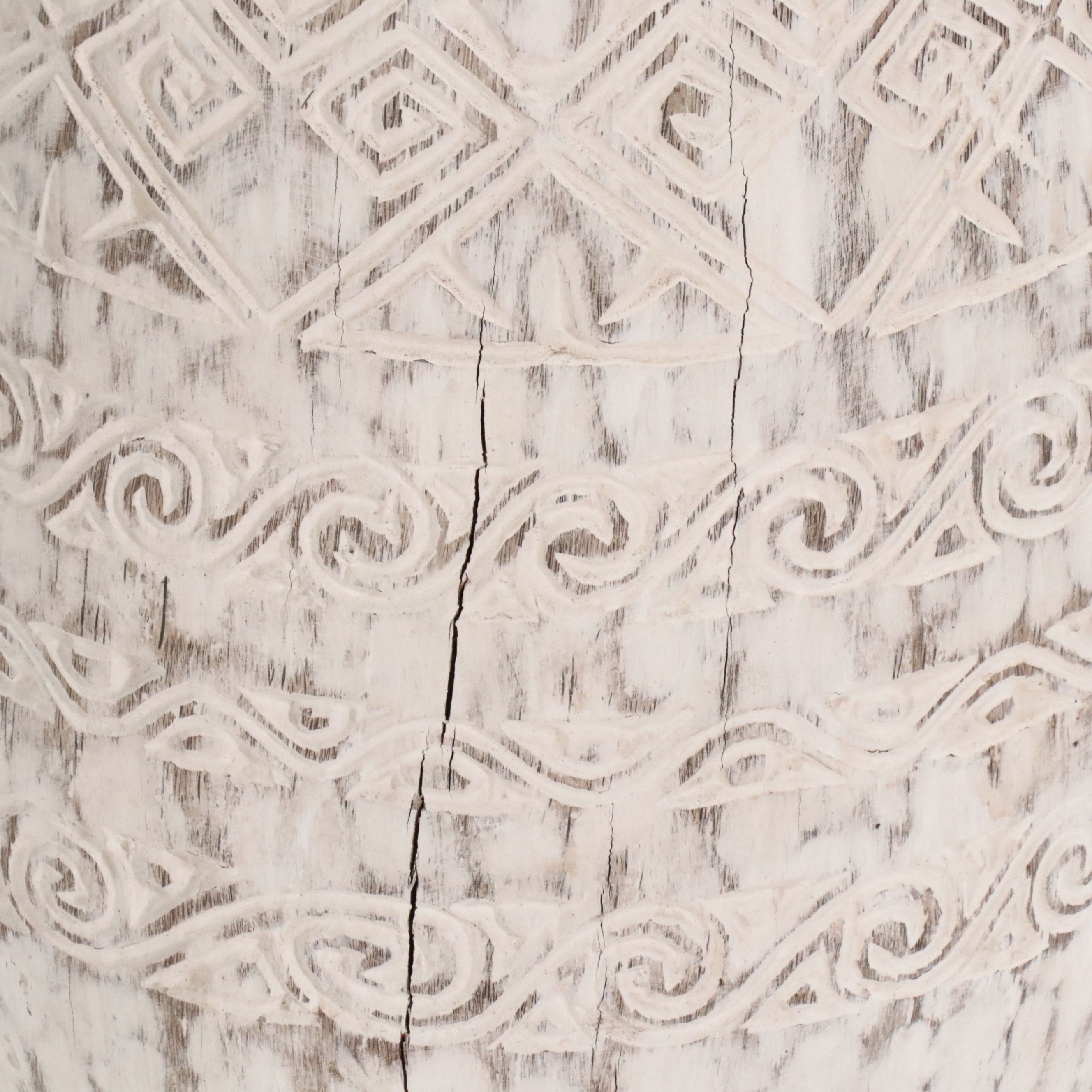 Balinese Style Carved Palm Wood Floor Vase