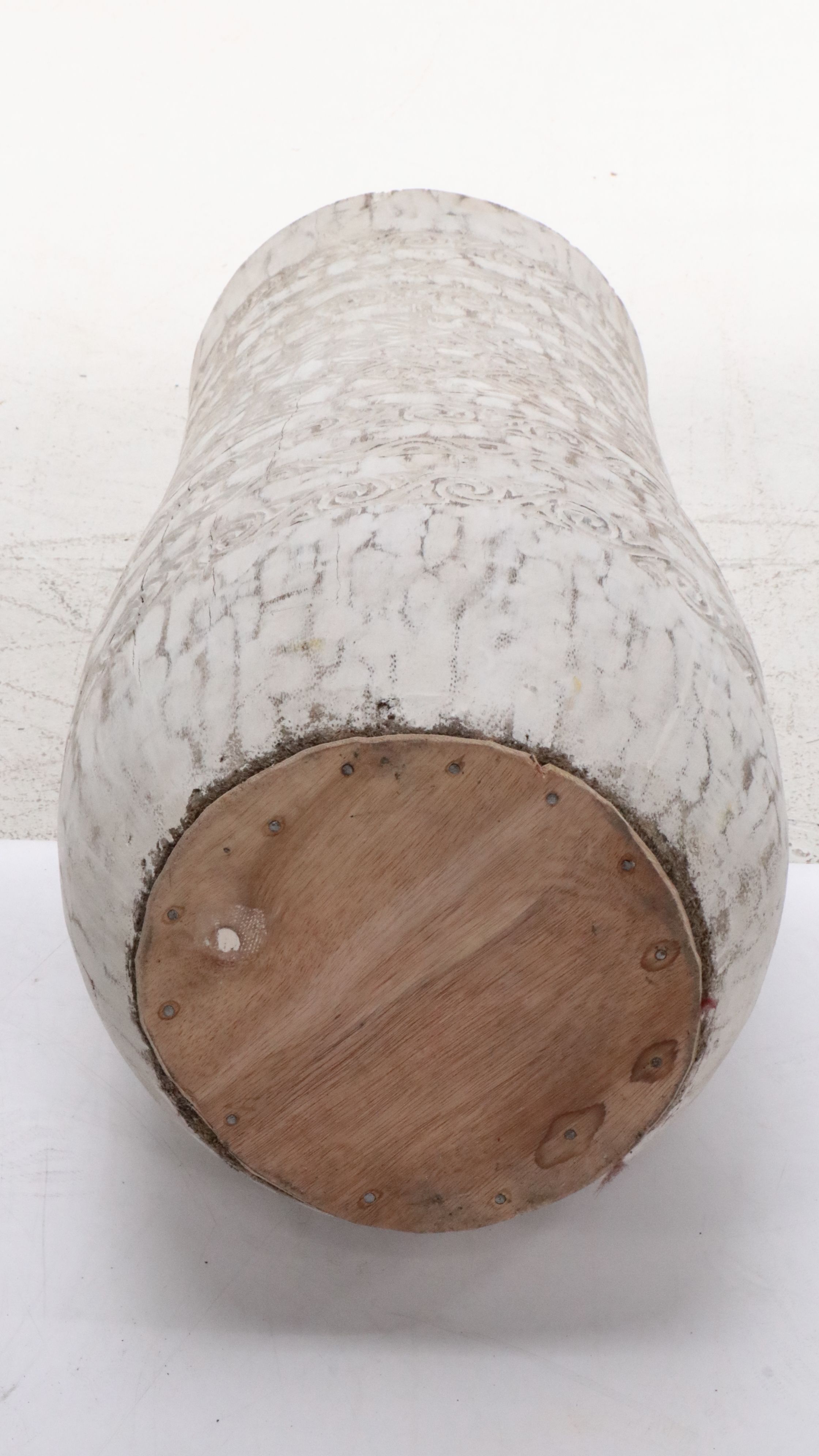 Balinese Style Carved Palm Wood Floor Vase