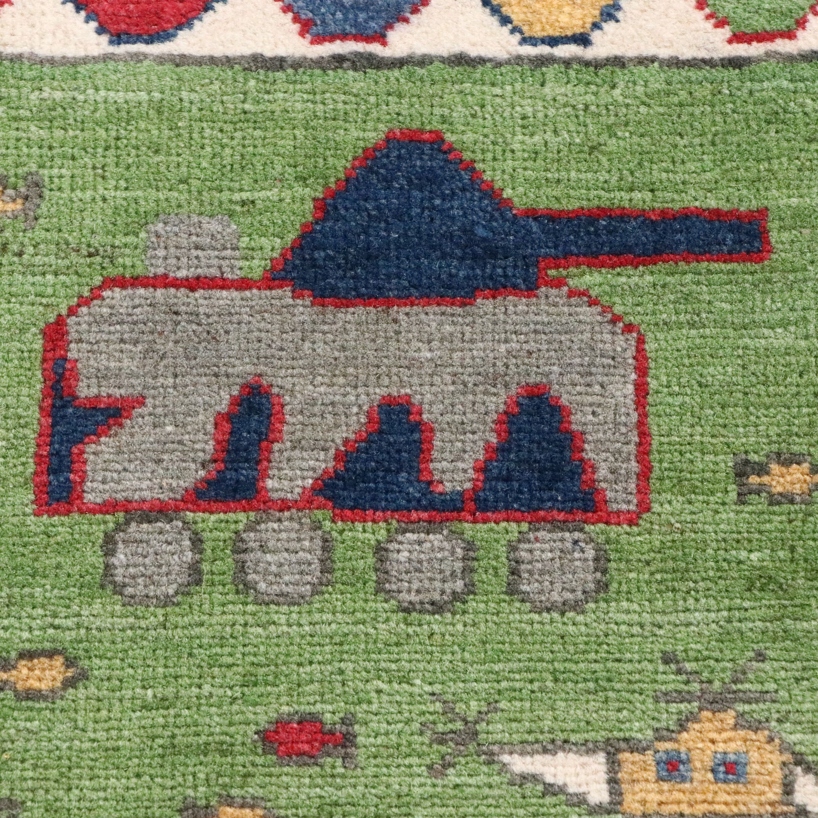 2' x 3' Hand-Knotted Afghan War Rug