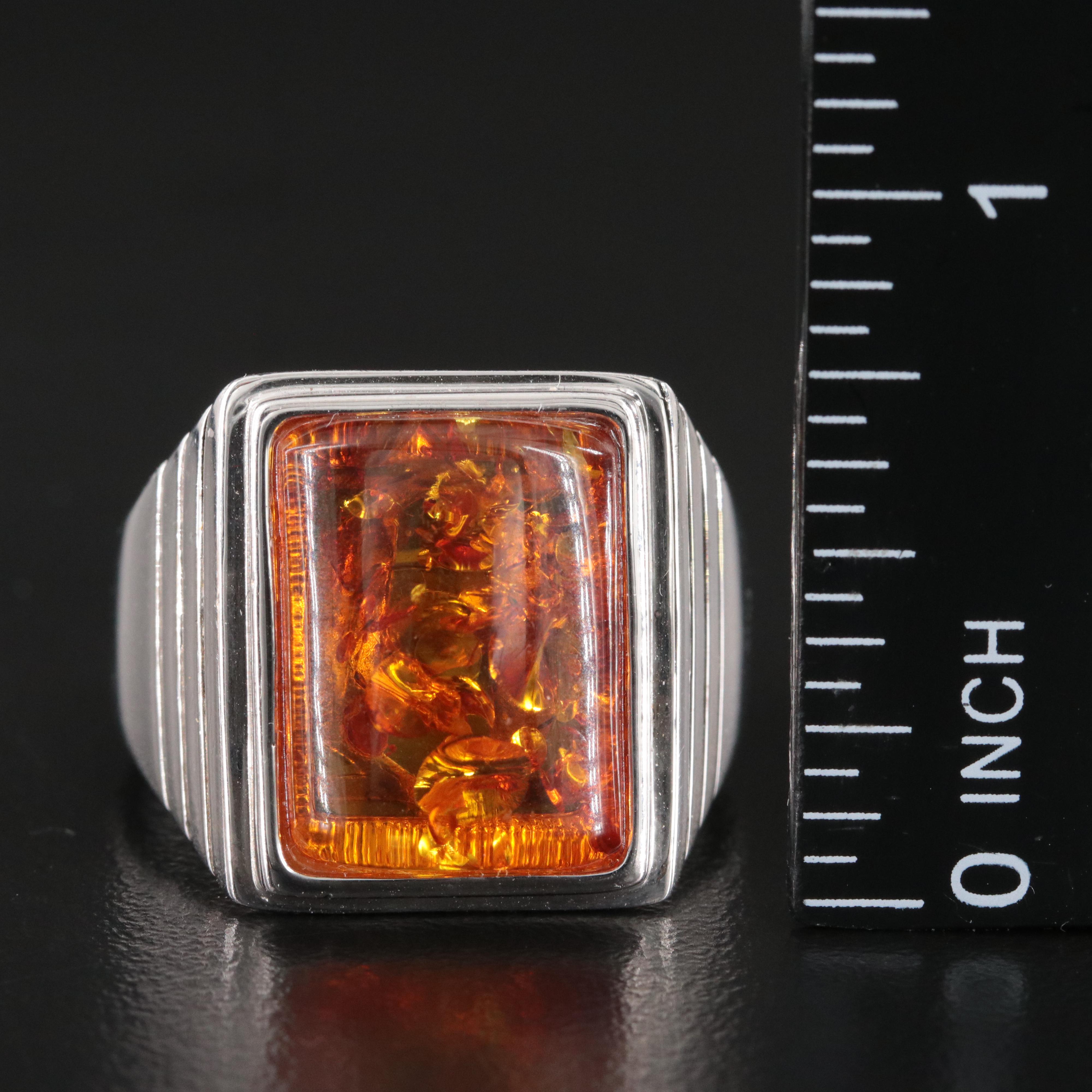 Sterling Amber, Nephrite and Turquoise Ring Trio