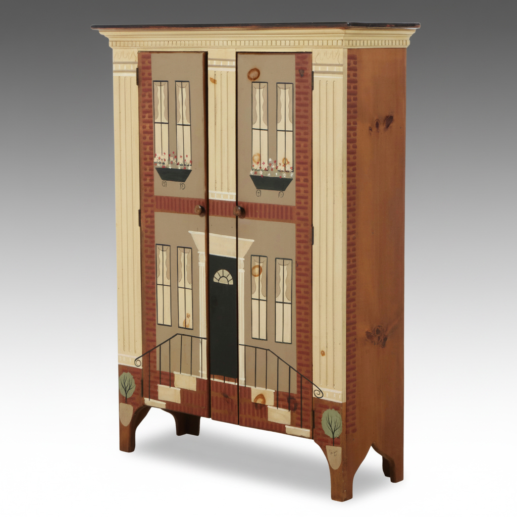 Paint-Decorated Pine Cabinet