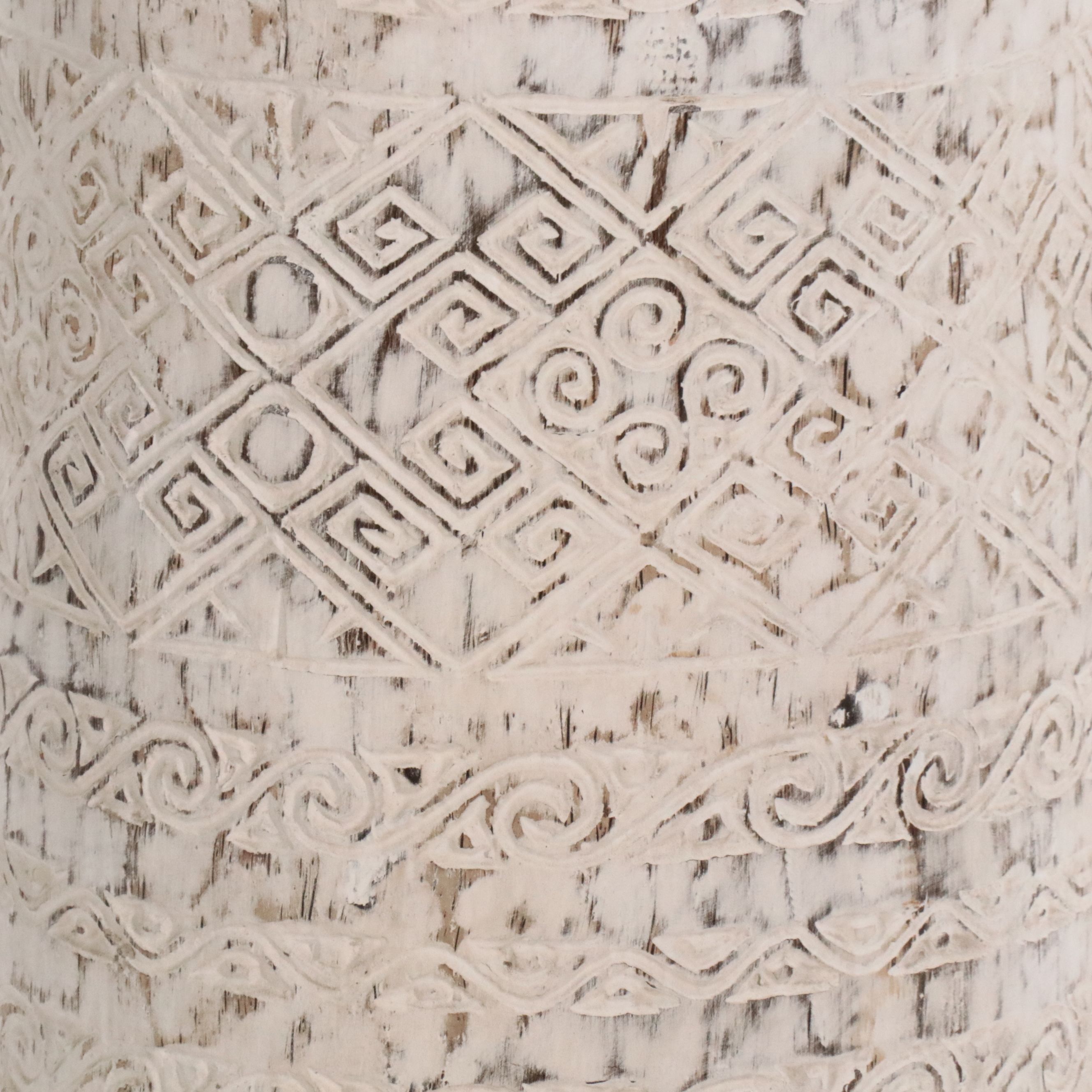 Balinese Style Carved Palm Wood Floor Vase