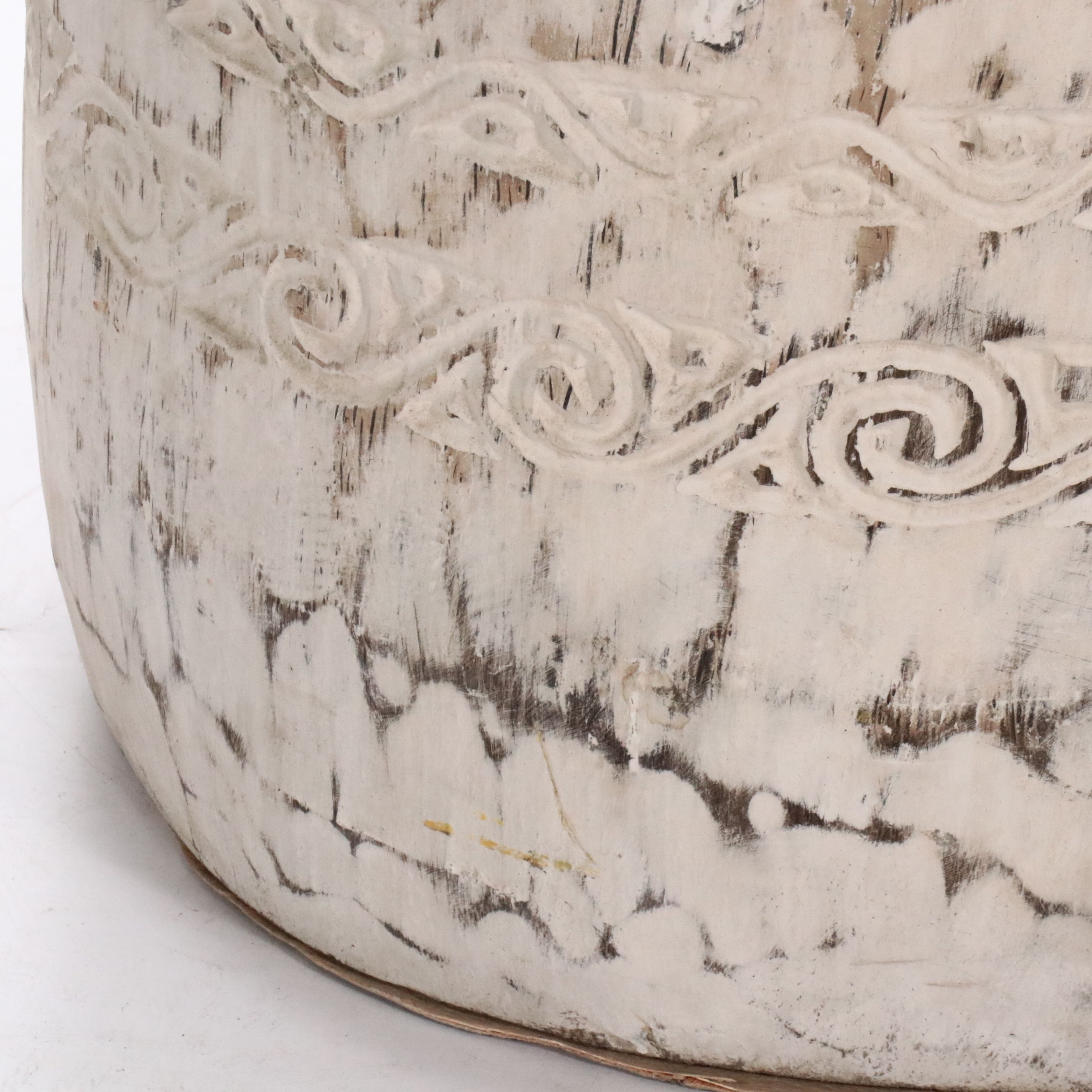 Balinese Style Carved Palm Wood Floor Vase