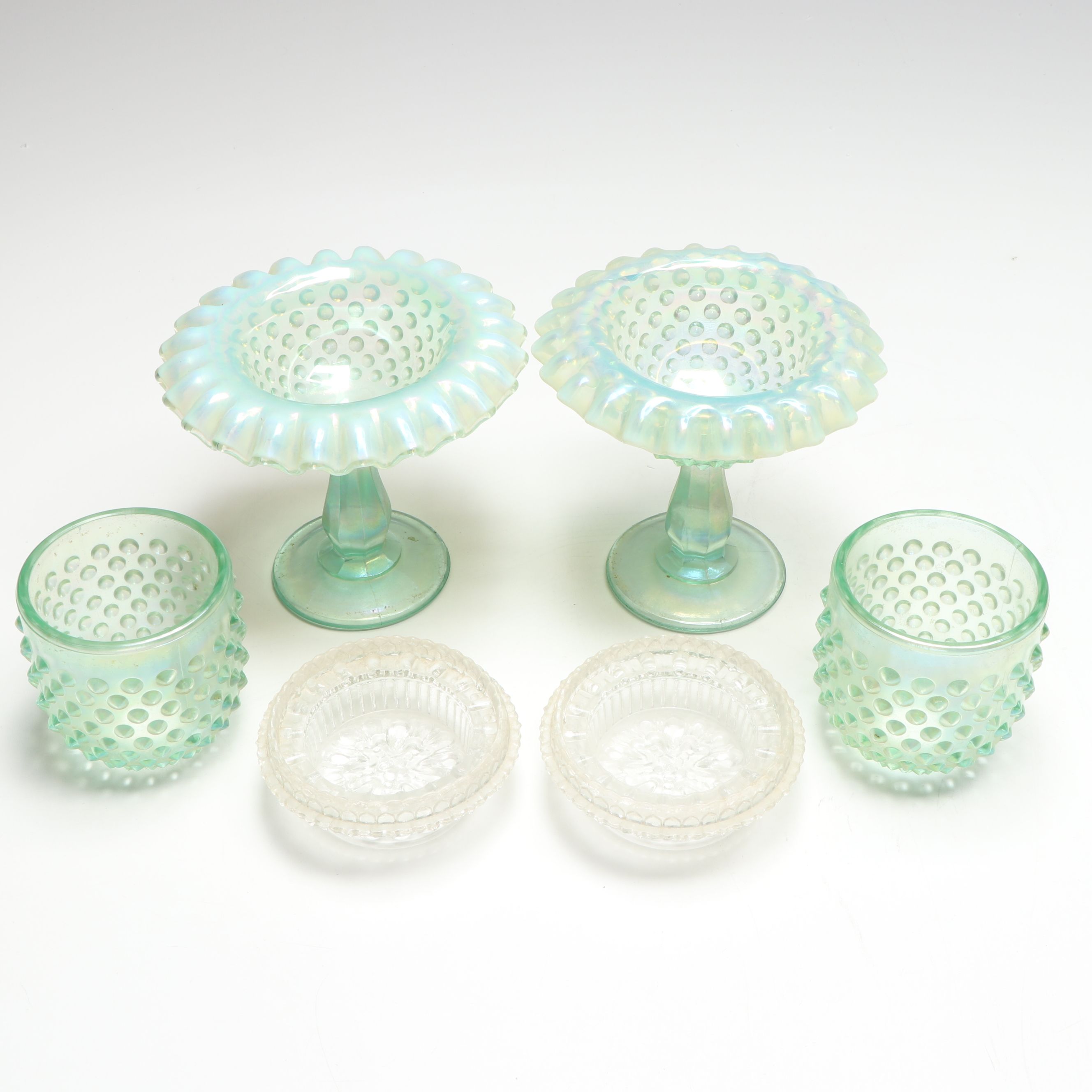 Fenton Hobnail Iridescent Glass Fairy Lamps