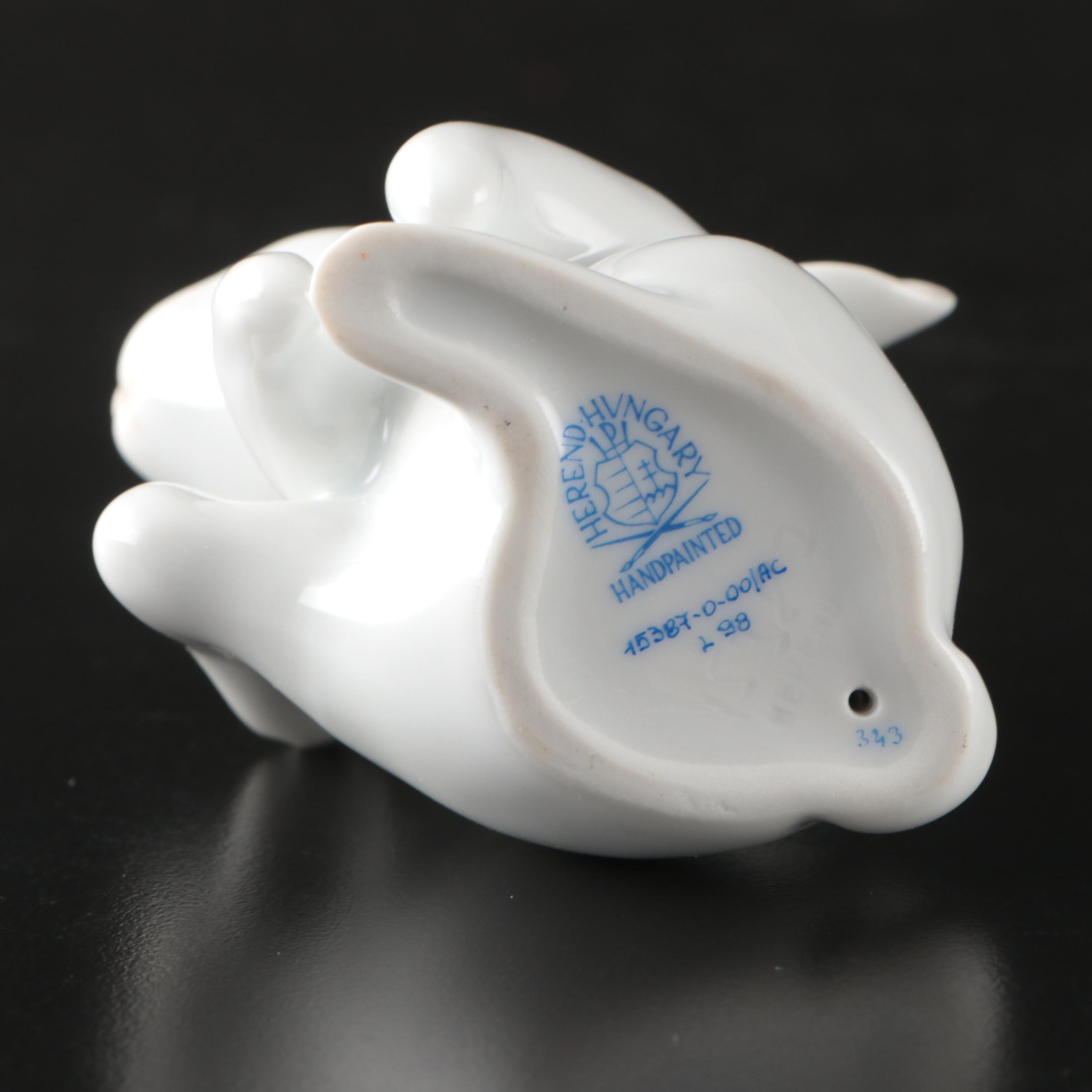 Herend Natural "Scratching Bunny" Porcelain Figurine, 1998