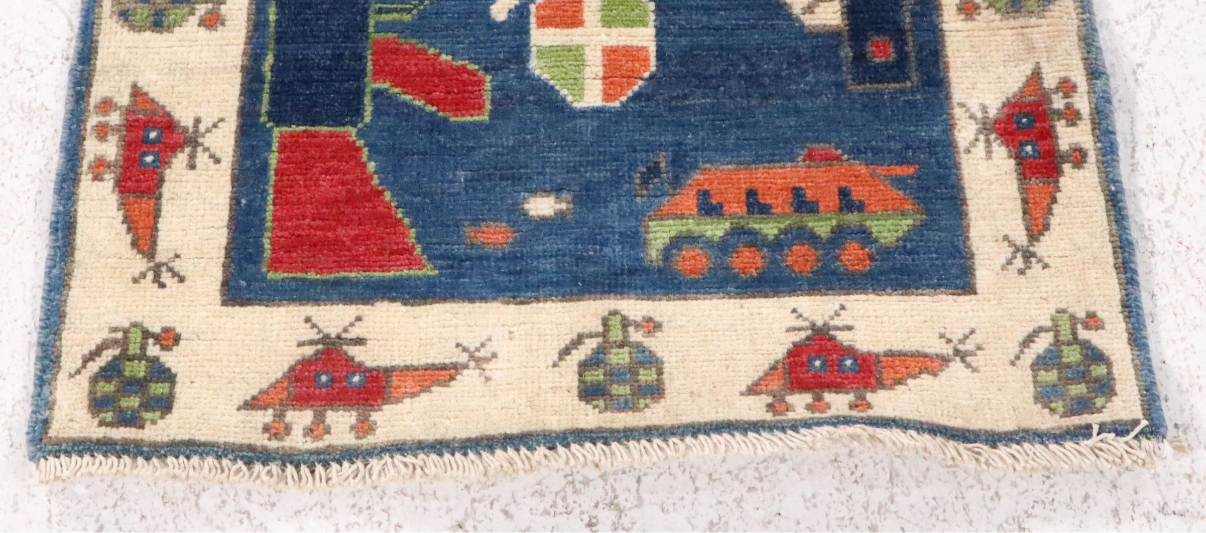 1'11 x 2'11 Hand-Knotted Afghan War Rug