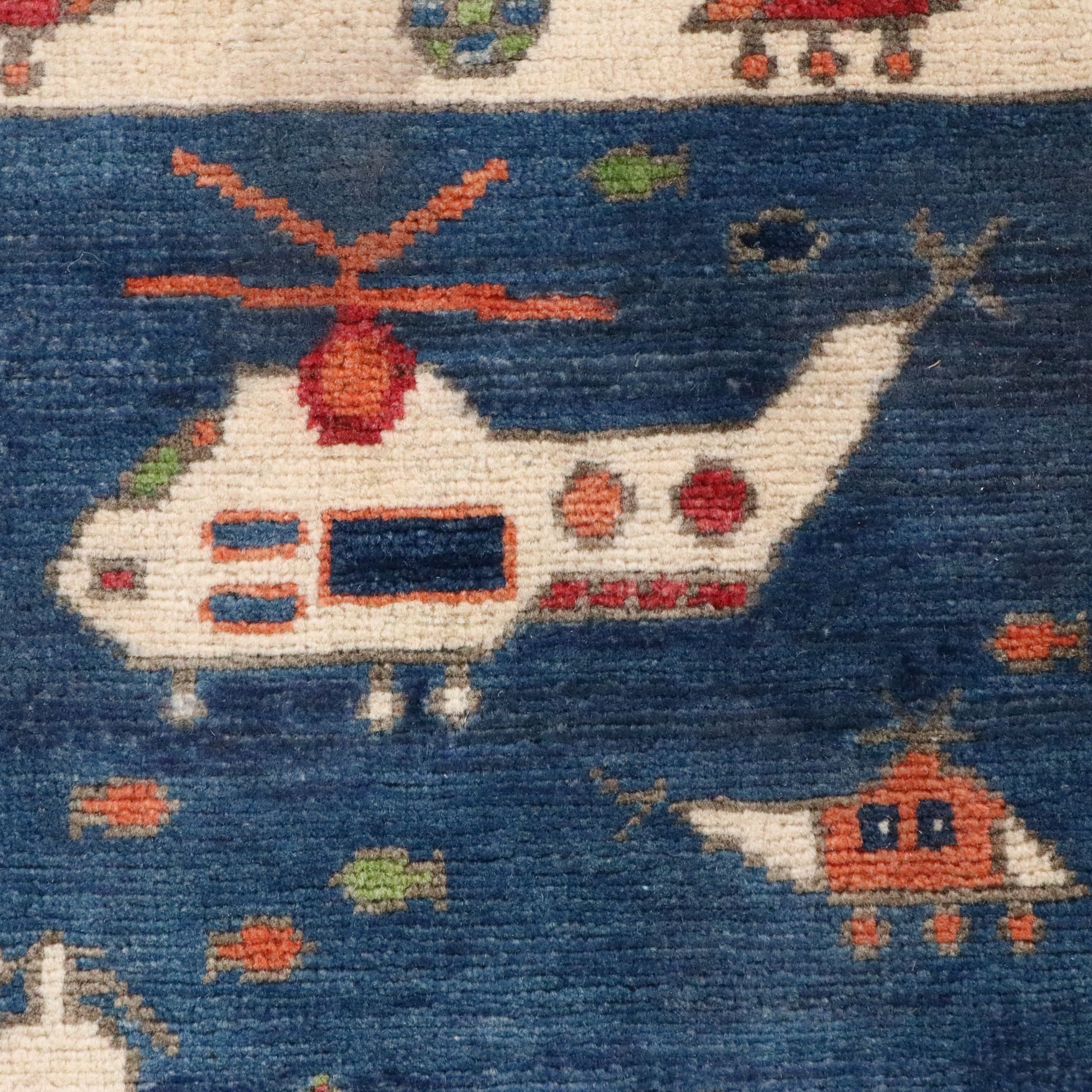 1'11 x 2'11 Hand-Knotted Afghan War Rug