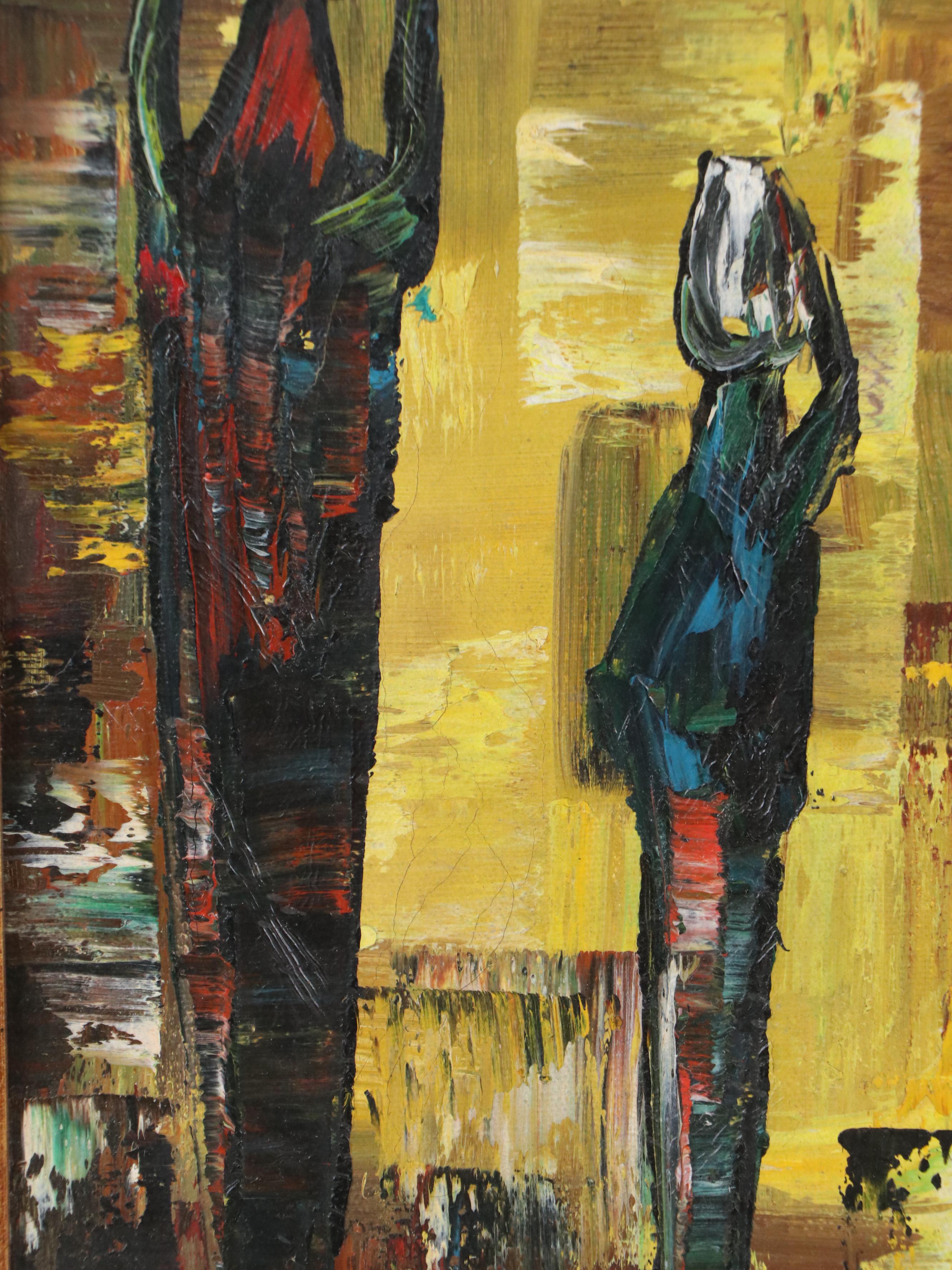 Oil Painting of Abstract Composition, Mid-20th Century