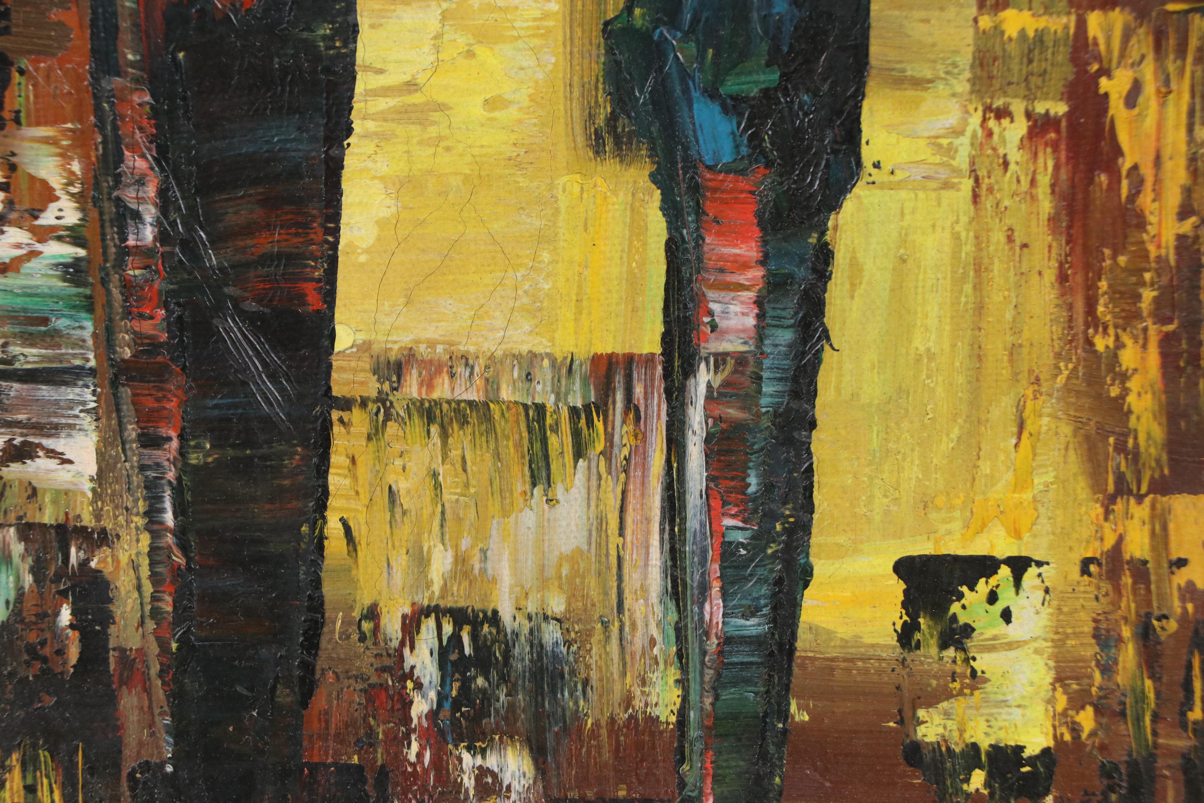 Oil Painting of Abstract Composition, Mid-20th Century