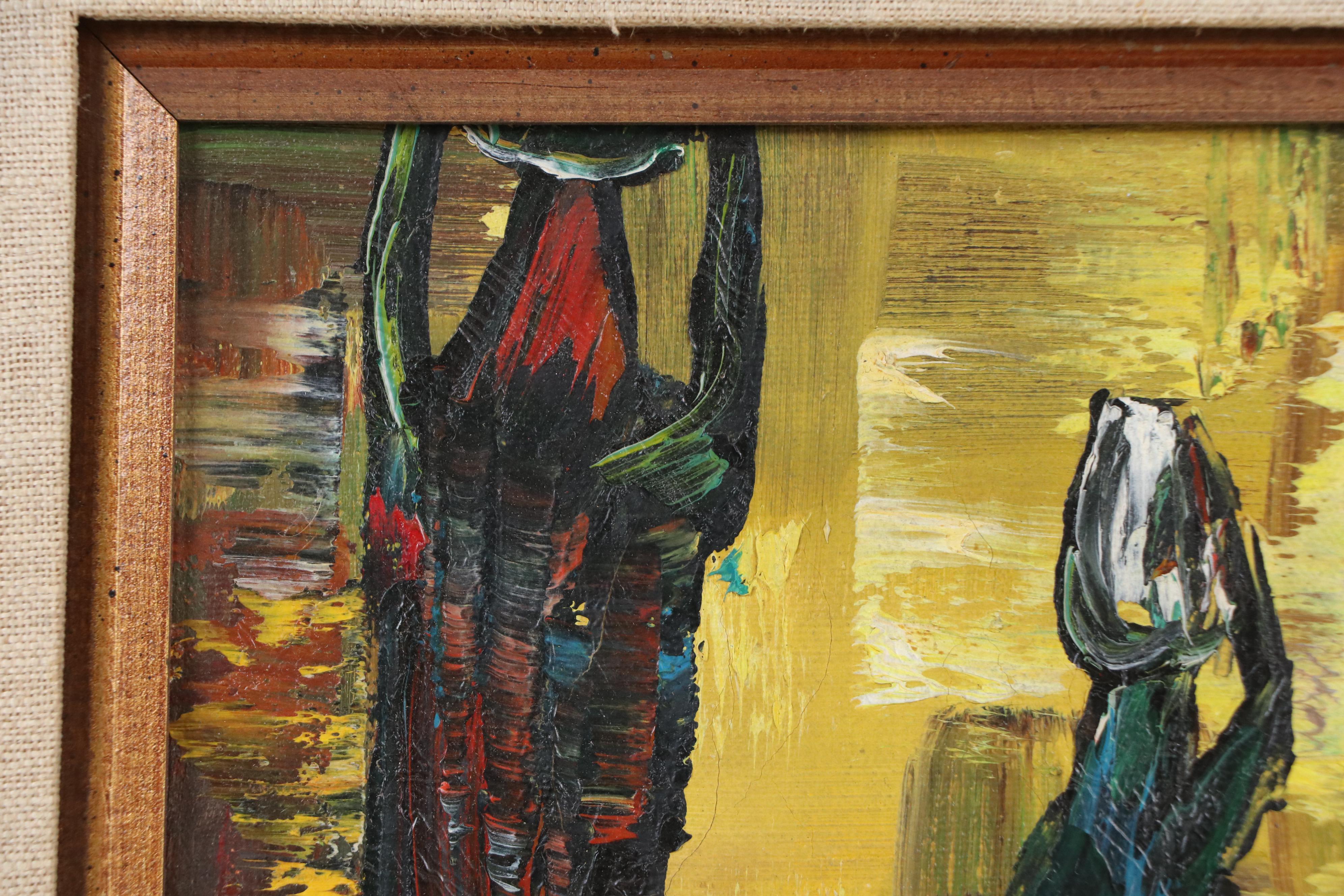 Oil Painting of Abstract Composition, Mid-20th Century