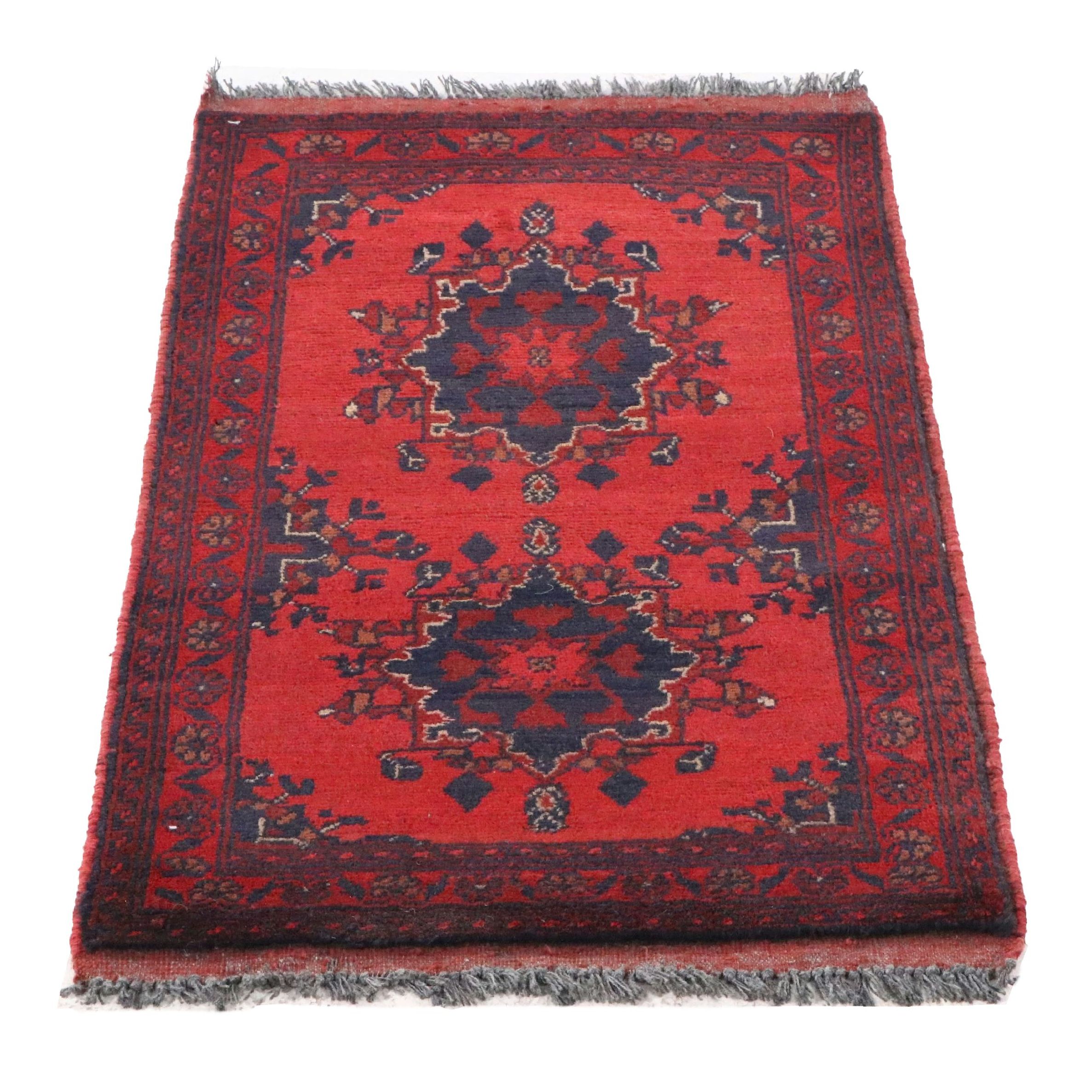 1'10 x 3'7 Hand-Knotted Afghan Kunduz Accent Rug