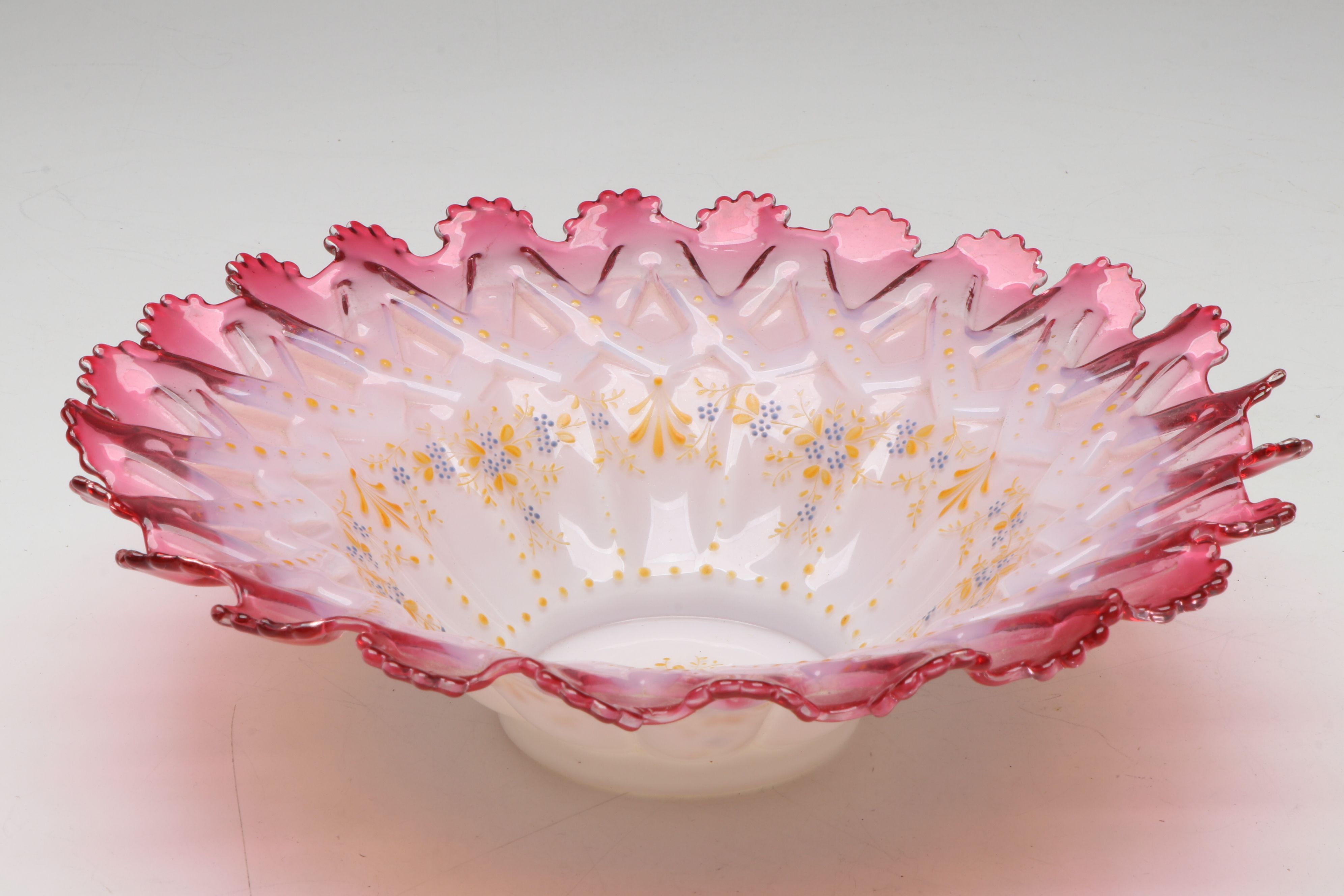 Cranberry Lattice and Ruffled Orange Brides Bowls