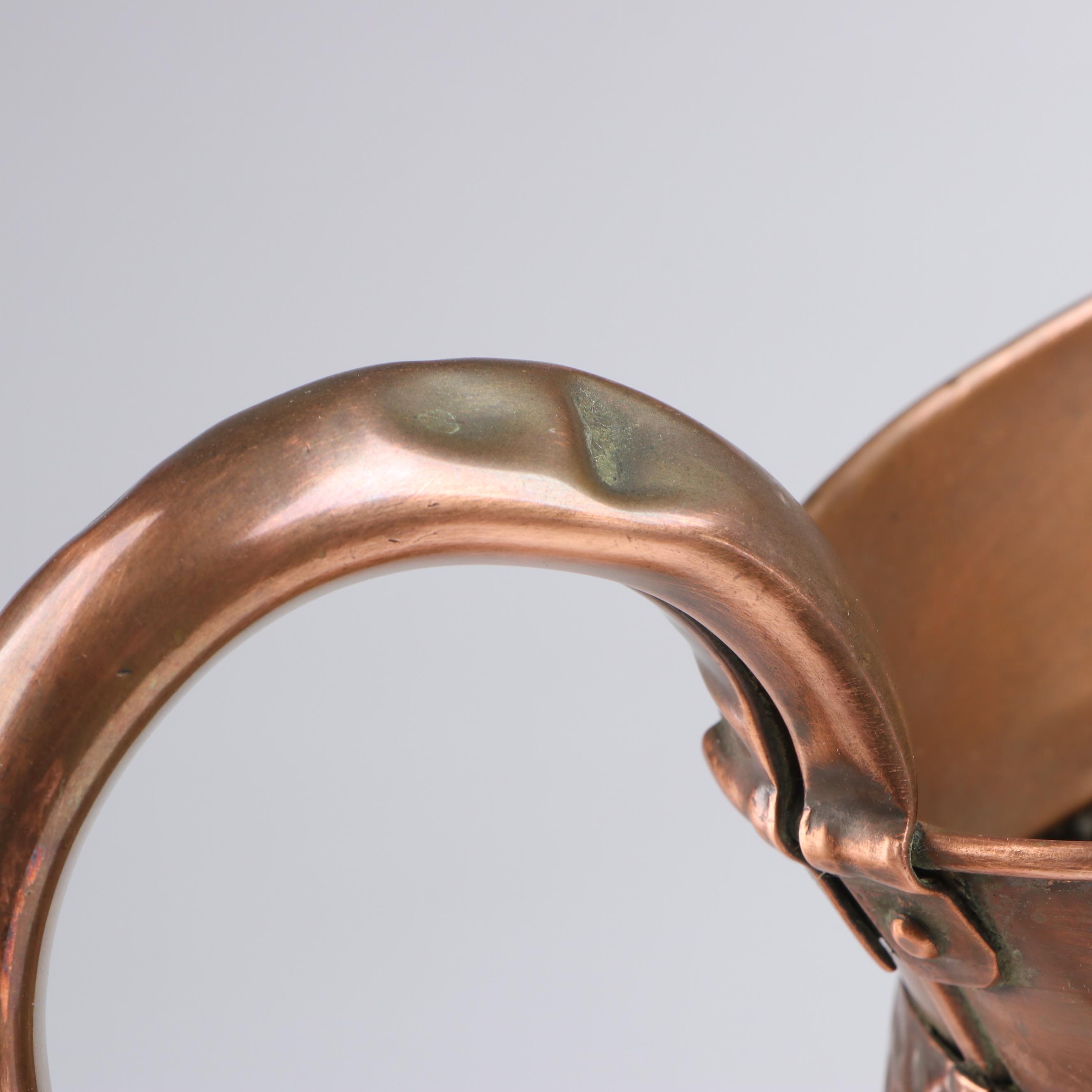 Arts & Crafts Style Hammered Copper Jug with Other Kitchenware