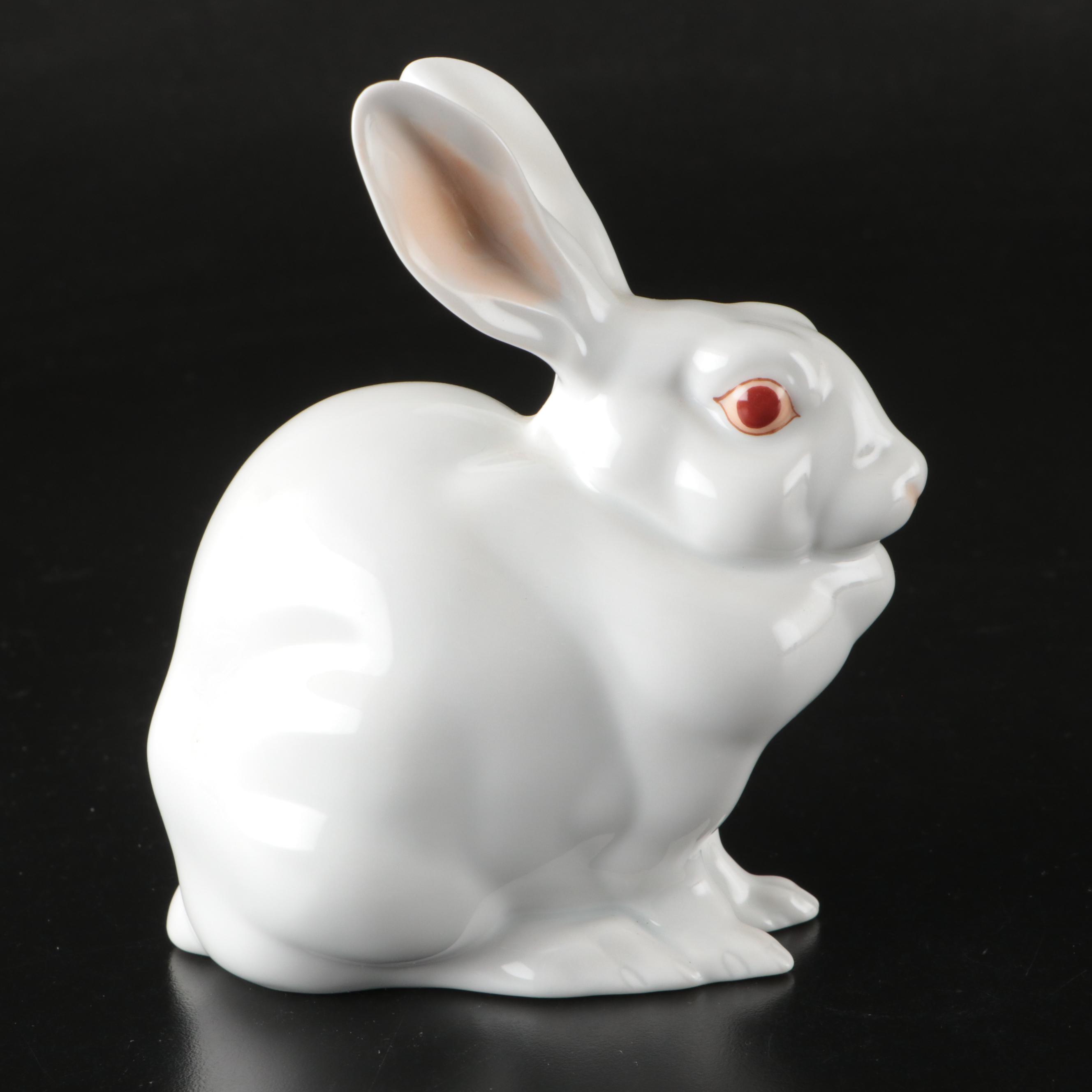 Herend "White Rabbit" Hand-Painted Porcelain Figurine