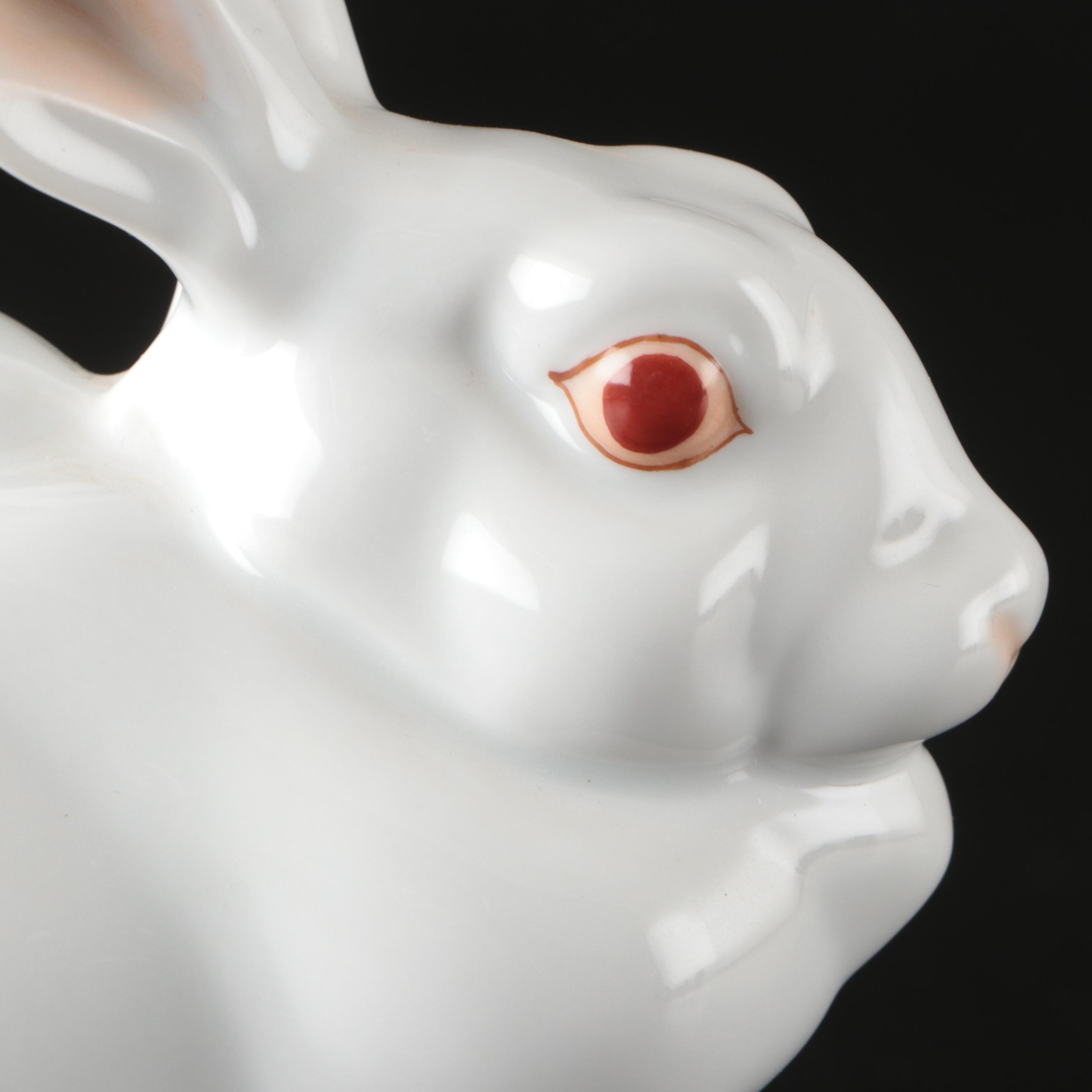 Herend "White Rabbit" Hand-Painted Porcelain Figurine