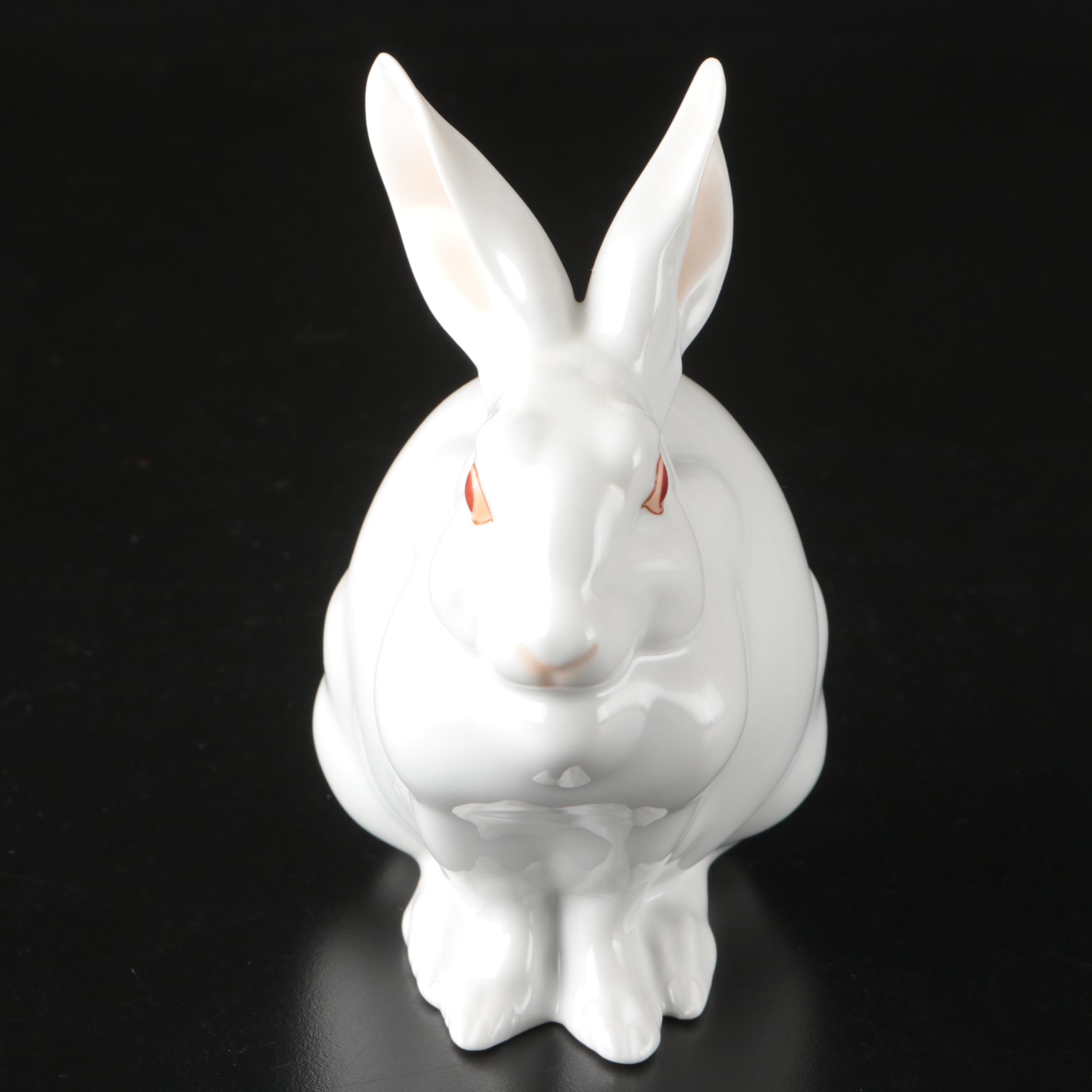 Herend "White Rabbit" Hand-Painted Porcelain Figurine