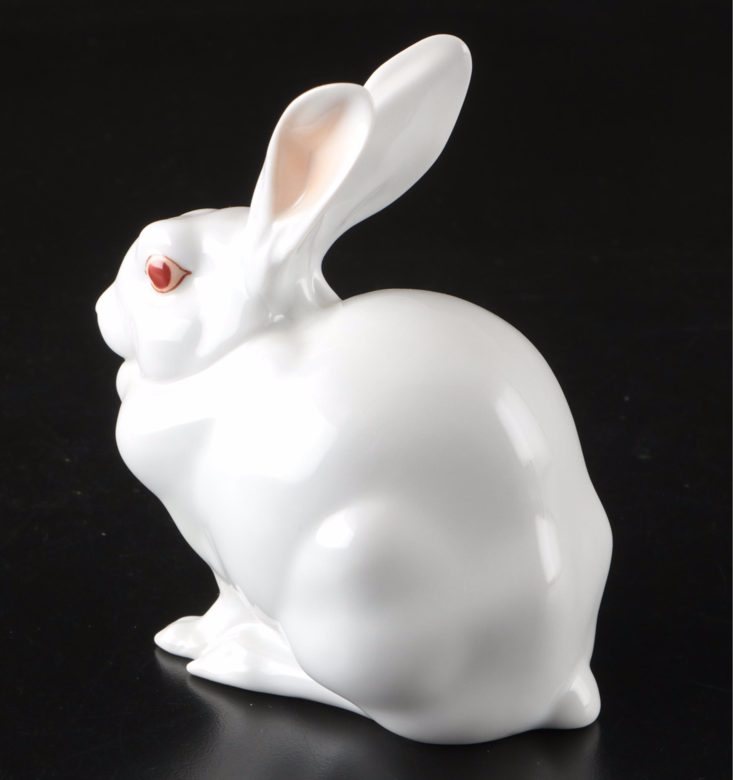 Herend "White Rabbit" Hand-Painted Porcelain Figurine