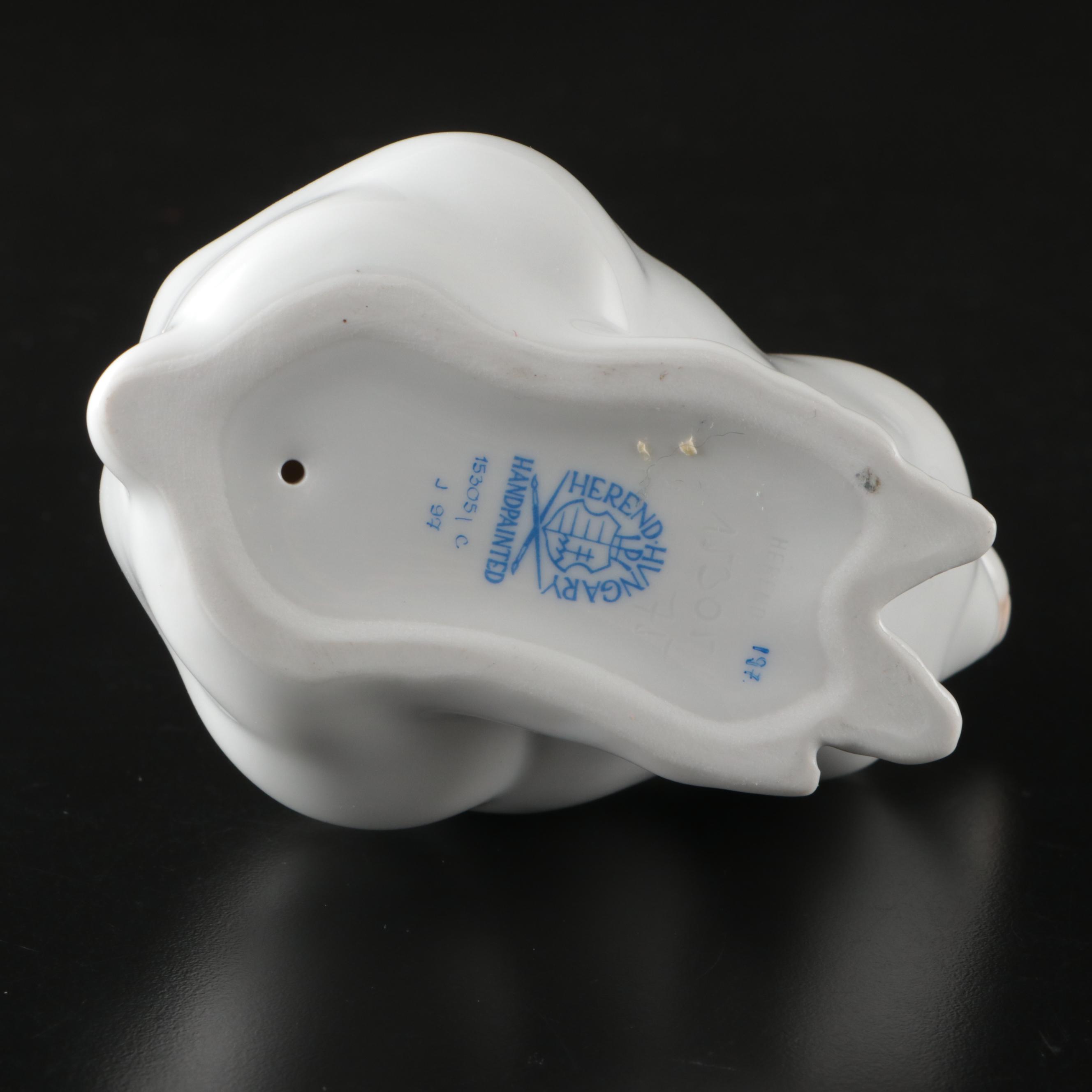 Herend "White Rabbit" Hand-Painted Porcelain Figurine