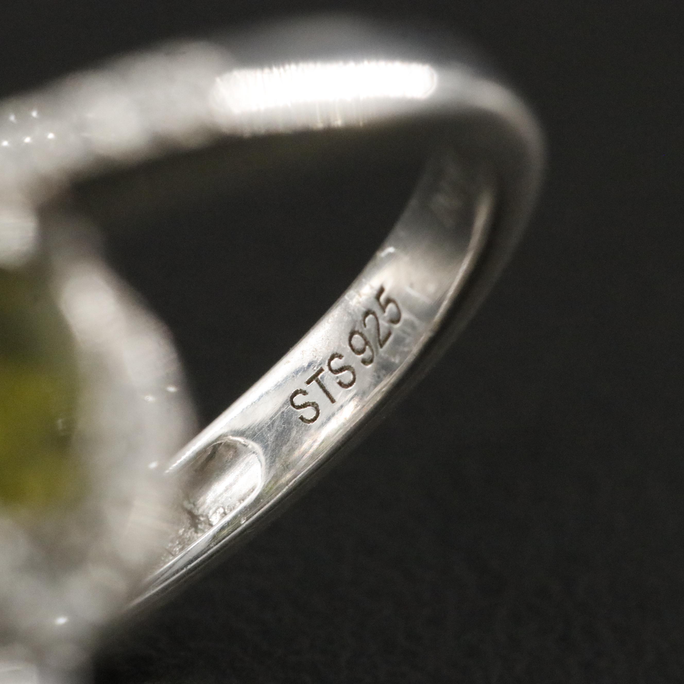 Sterling Tourmaline, Peridot, and White Sapphire Ring