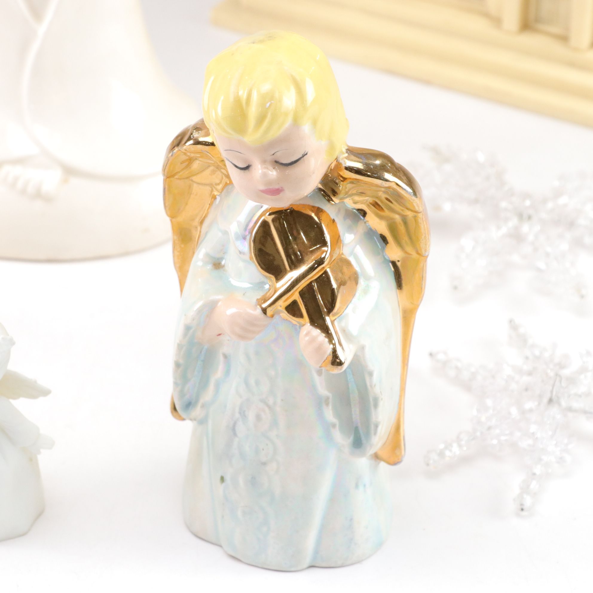 Ceramic Praying Madonna, Illuminated Church Figurines, and More Christmas Decor