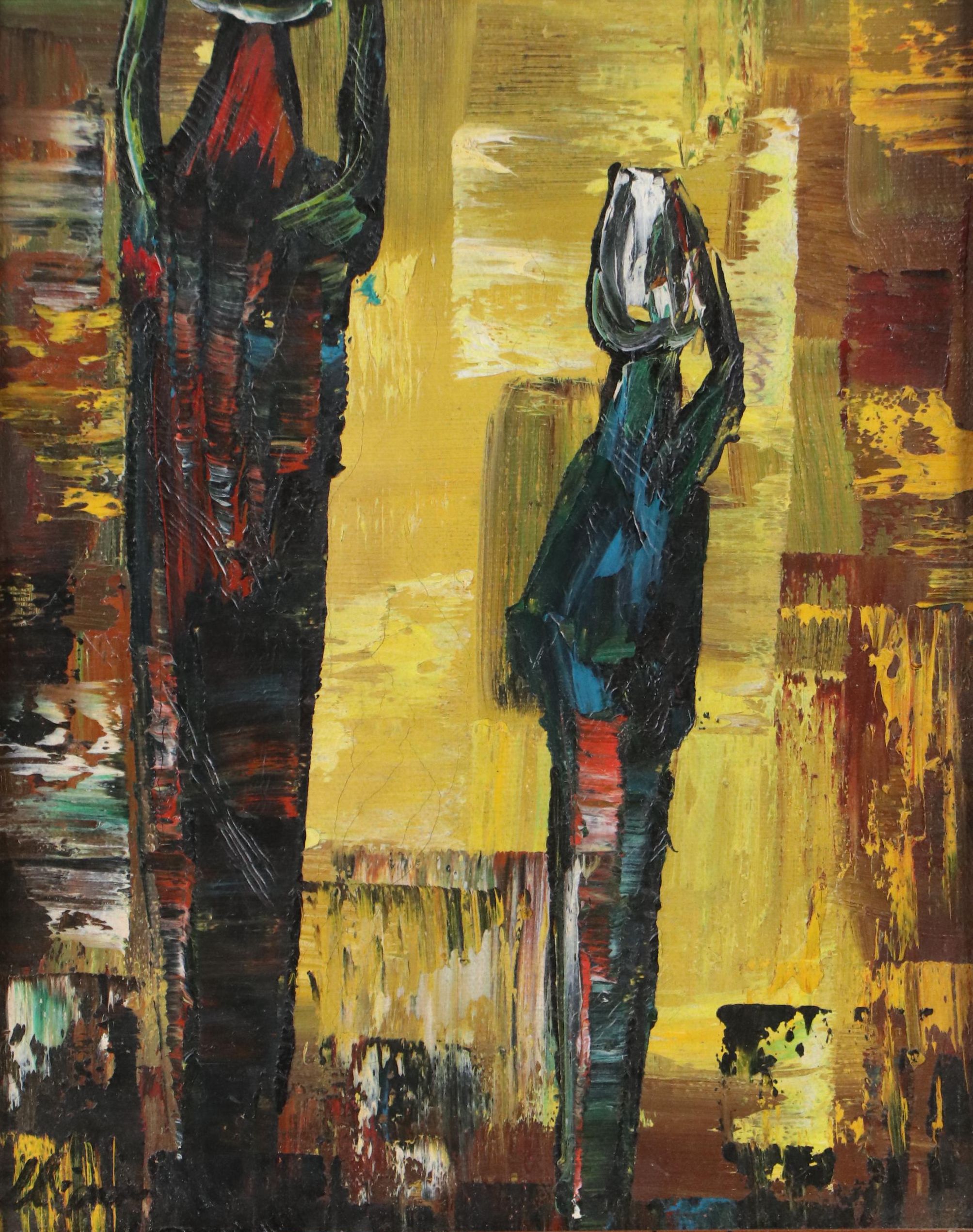 Oil Painting of Abstract Composition, Mid-20th Century