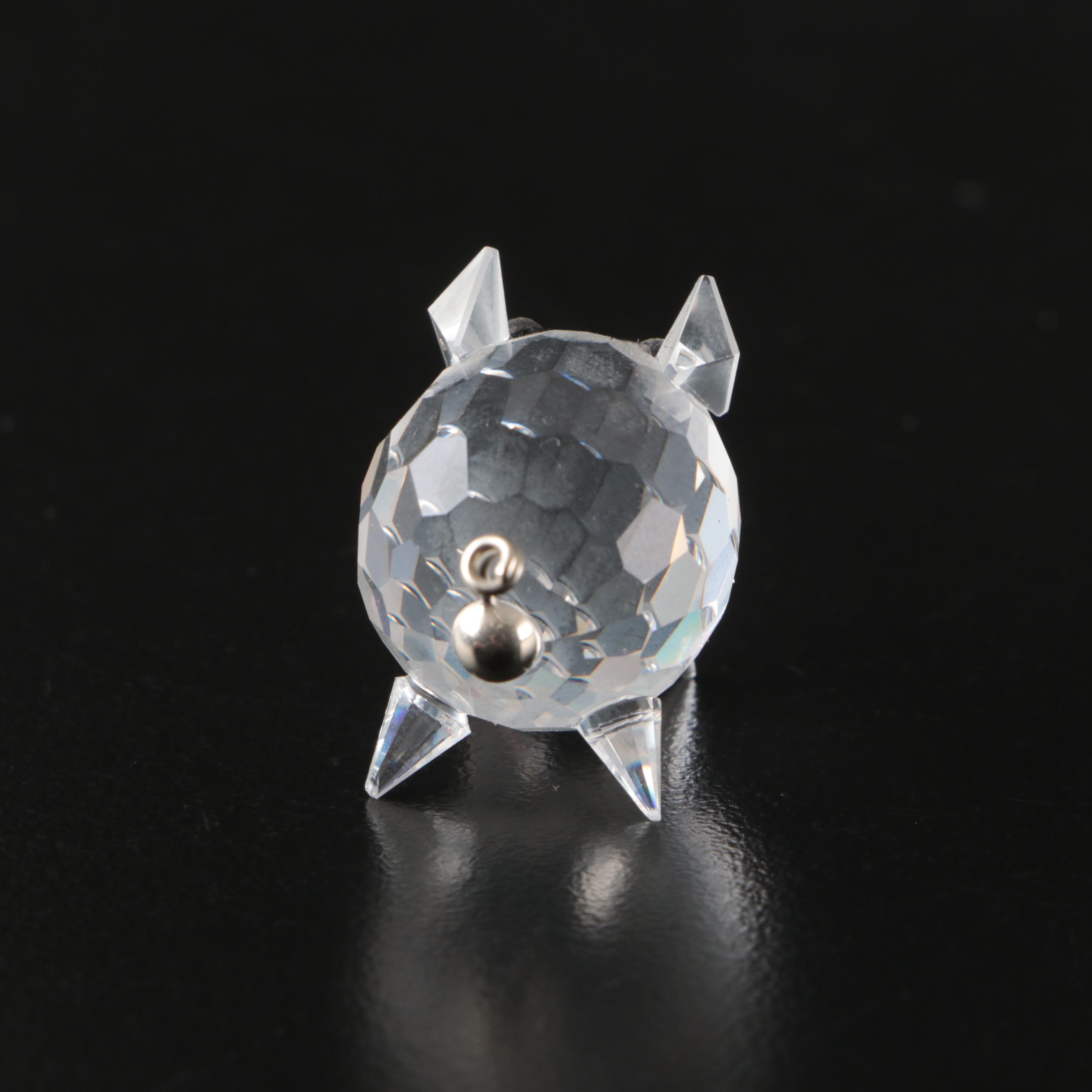 Swarovski Crystal Hedgehog, Deer, and Pig Figurines with Mirrored Stands