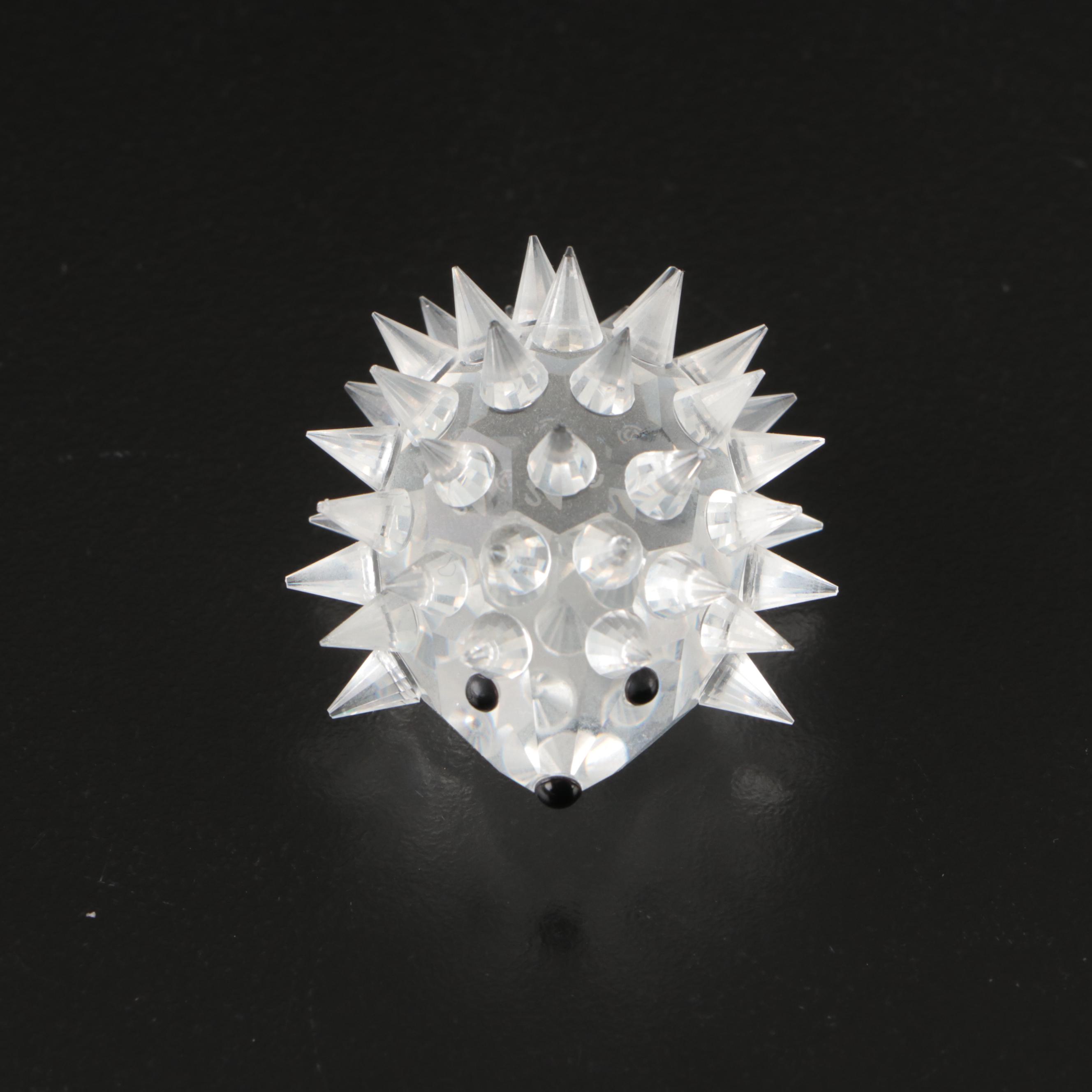 Swarovski Crystal Hedgehog, Deer, and Pig Figurines with Mirrored Stands