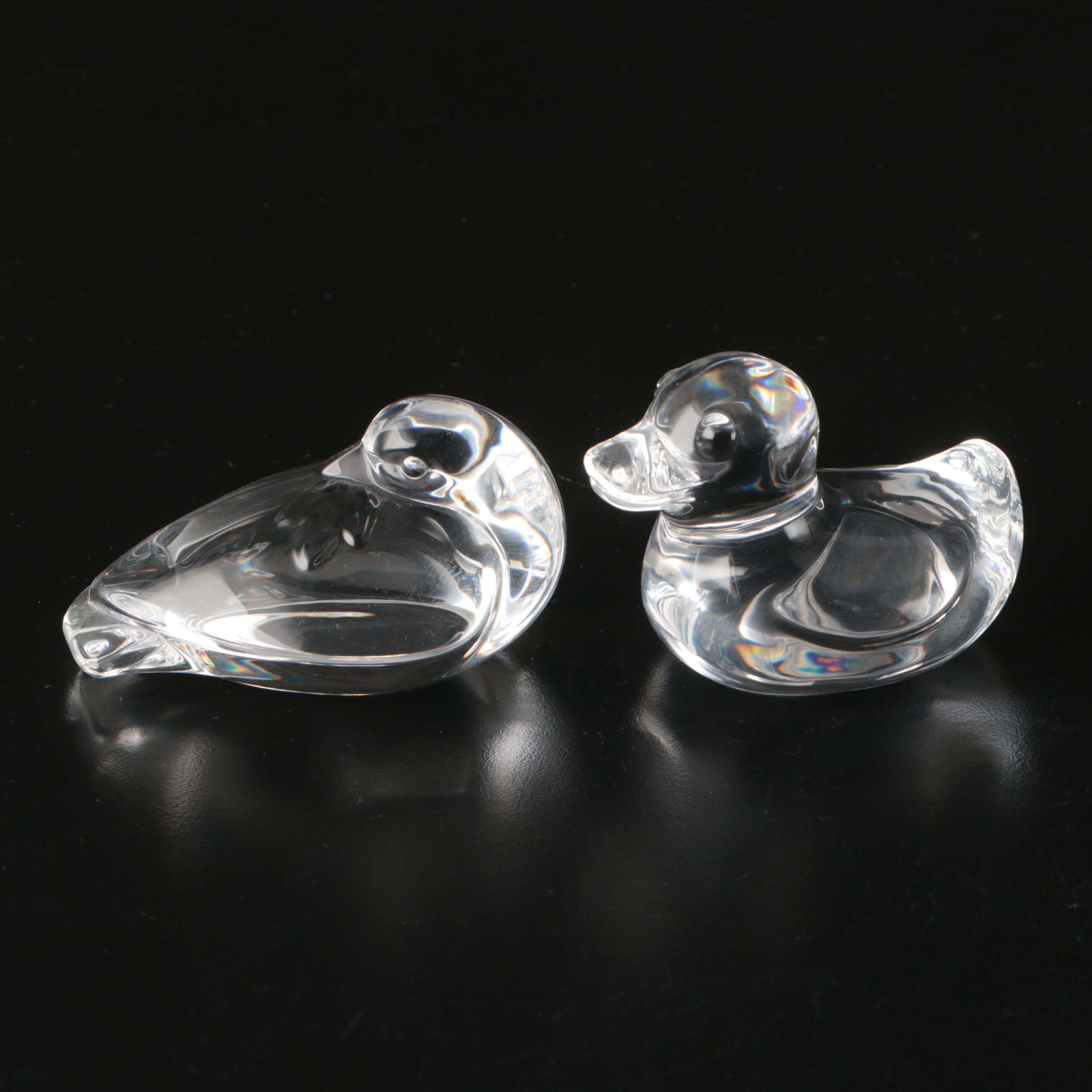 Steuben Art Glass "Dove" and "Rubber Ducky" Hand Coolers by Lloyd Atkins