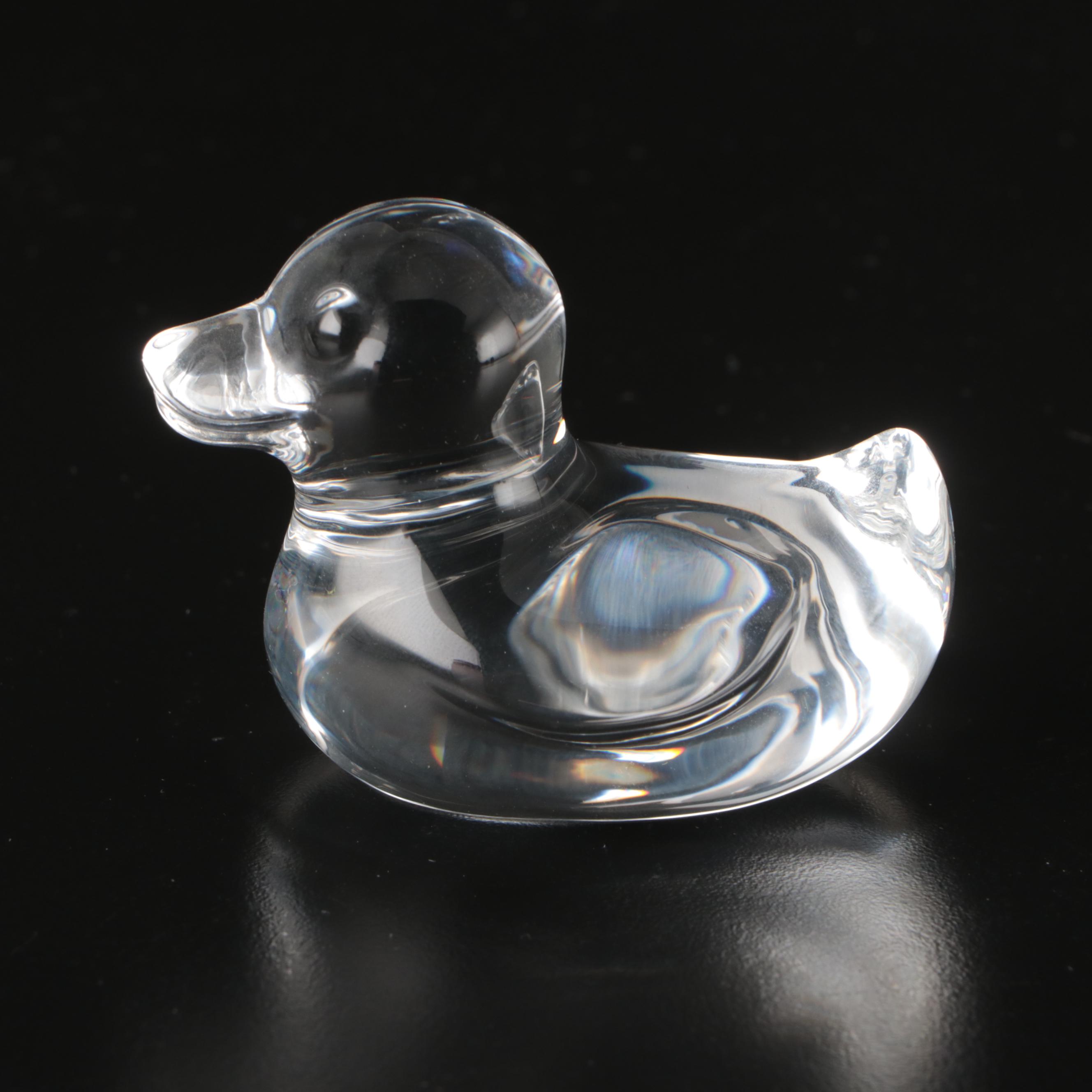 Steuben Art Glass "Dove" and "Rubber Ducky" Hand Coolers by Lloyd Atkins