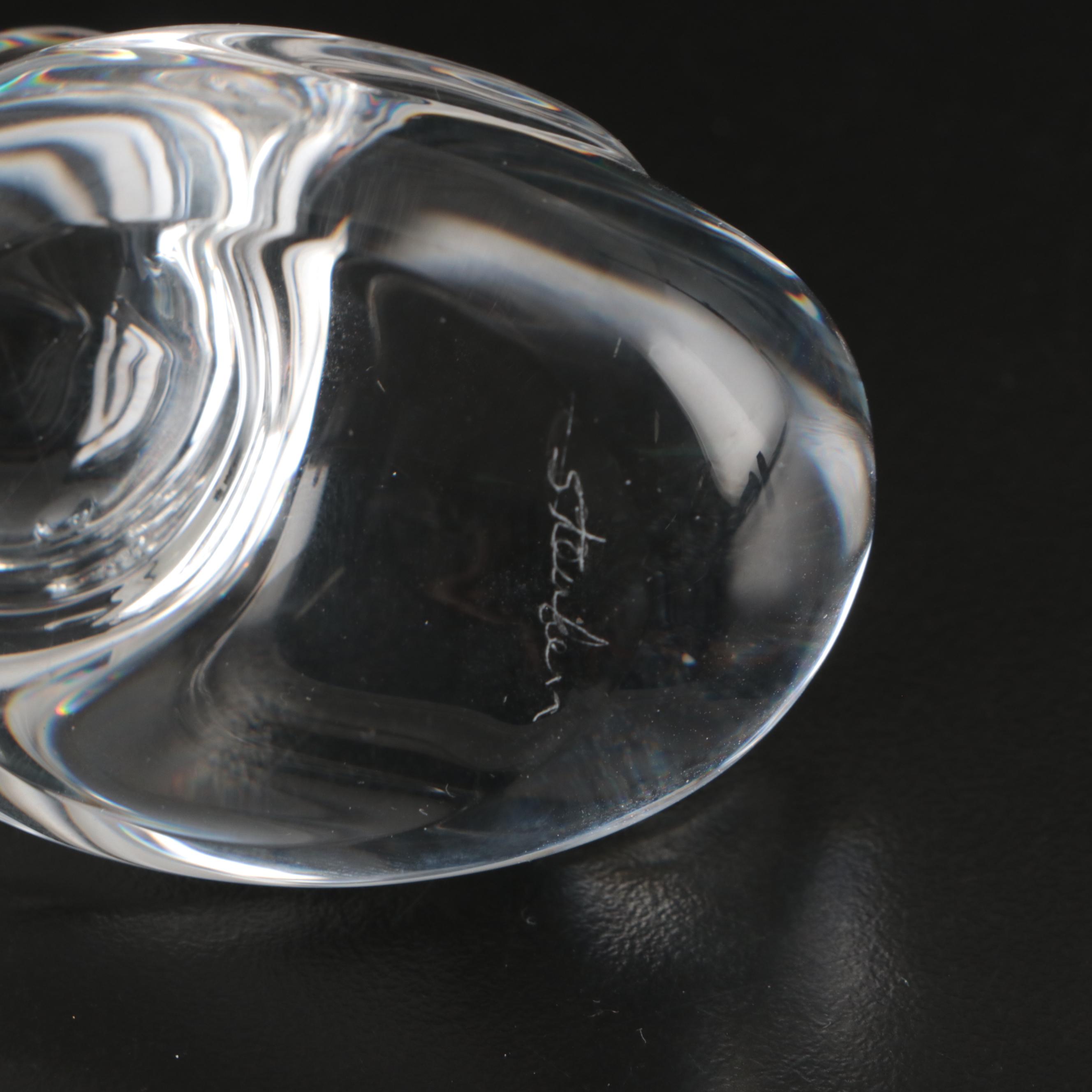 Steuben Art Glass "Dove" and "Rubber Ducky" Hand Coolers by Lloyd Atkins