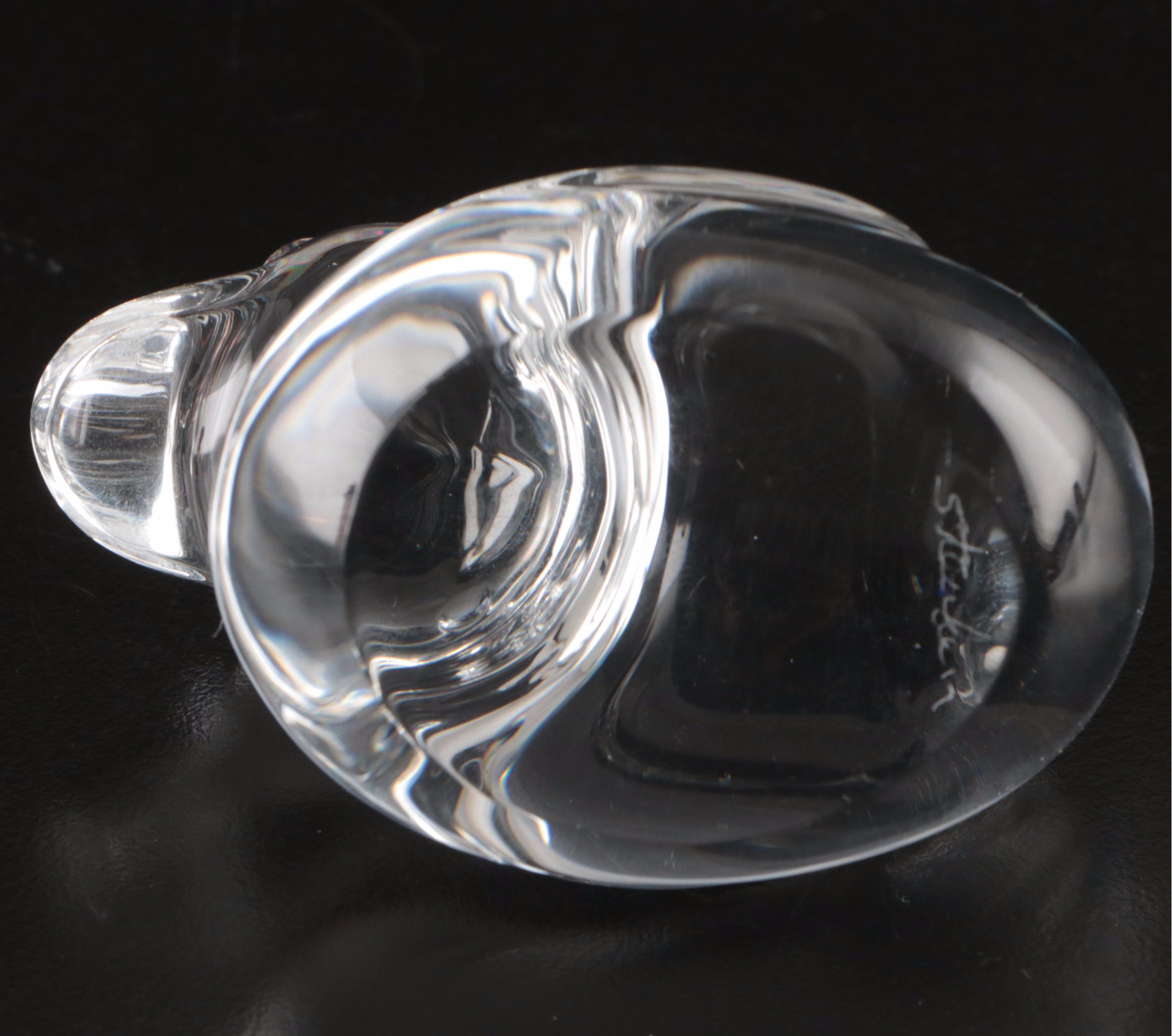 Steuben Art Glass "Dove" and "Rubber Ducky" Hand Coolers by Lloyd Atkins