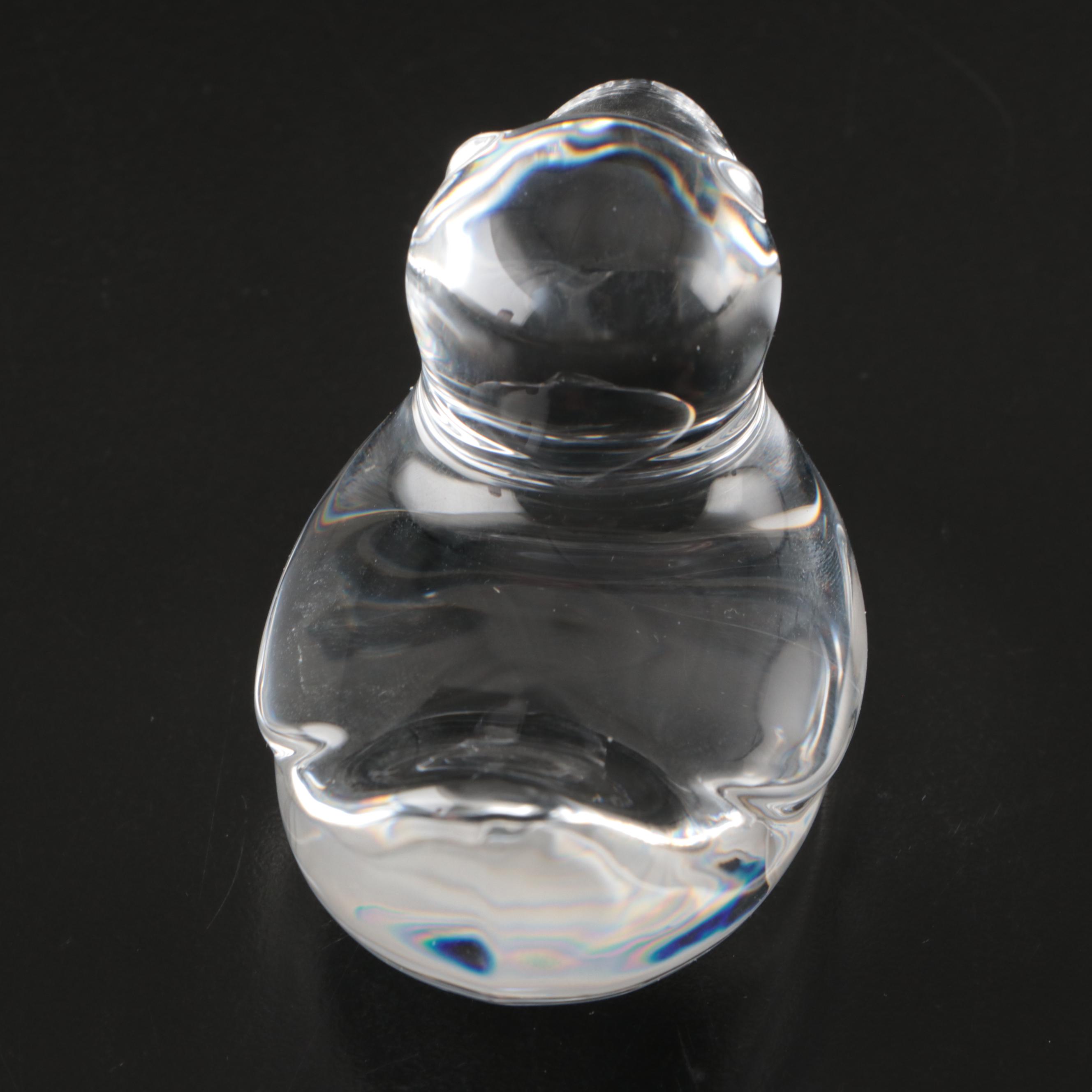 Steuben Art Glass "Dove" and "Rubber Ducky" Hand Coolers by Lloyd Atkins