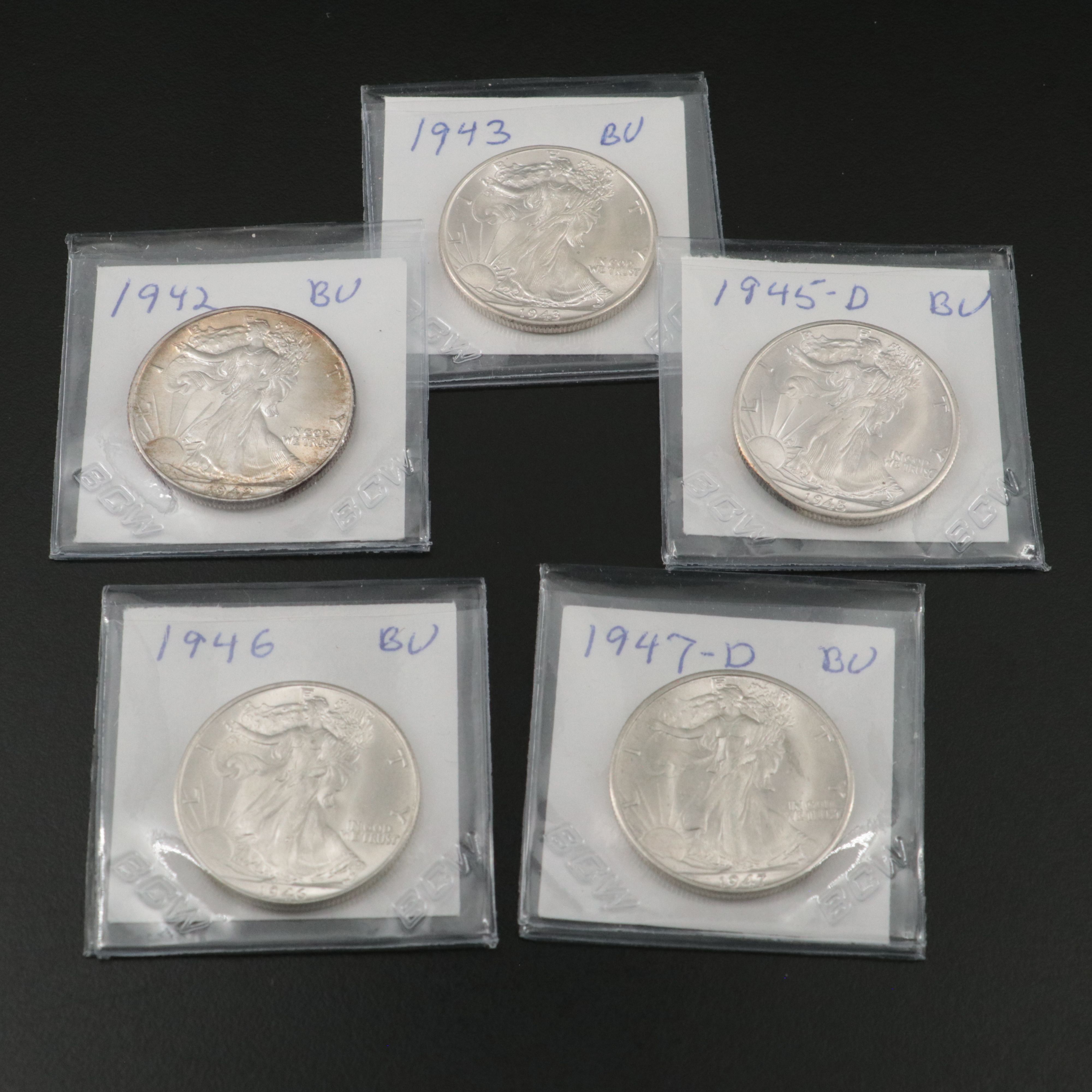 Mercury Dimes, Washington Quarters, and Walking Liberty Half Dollars
