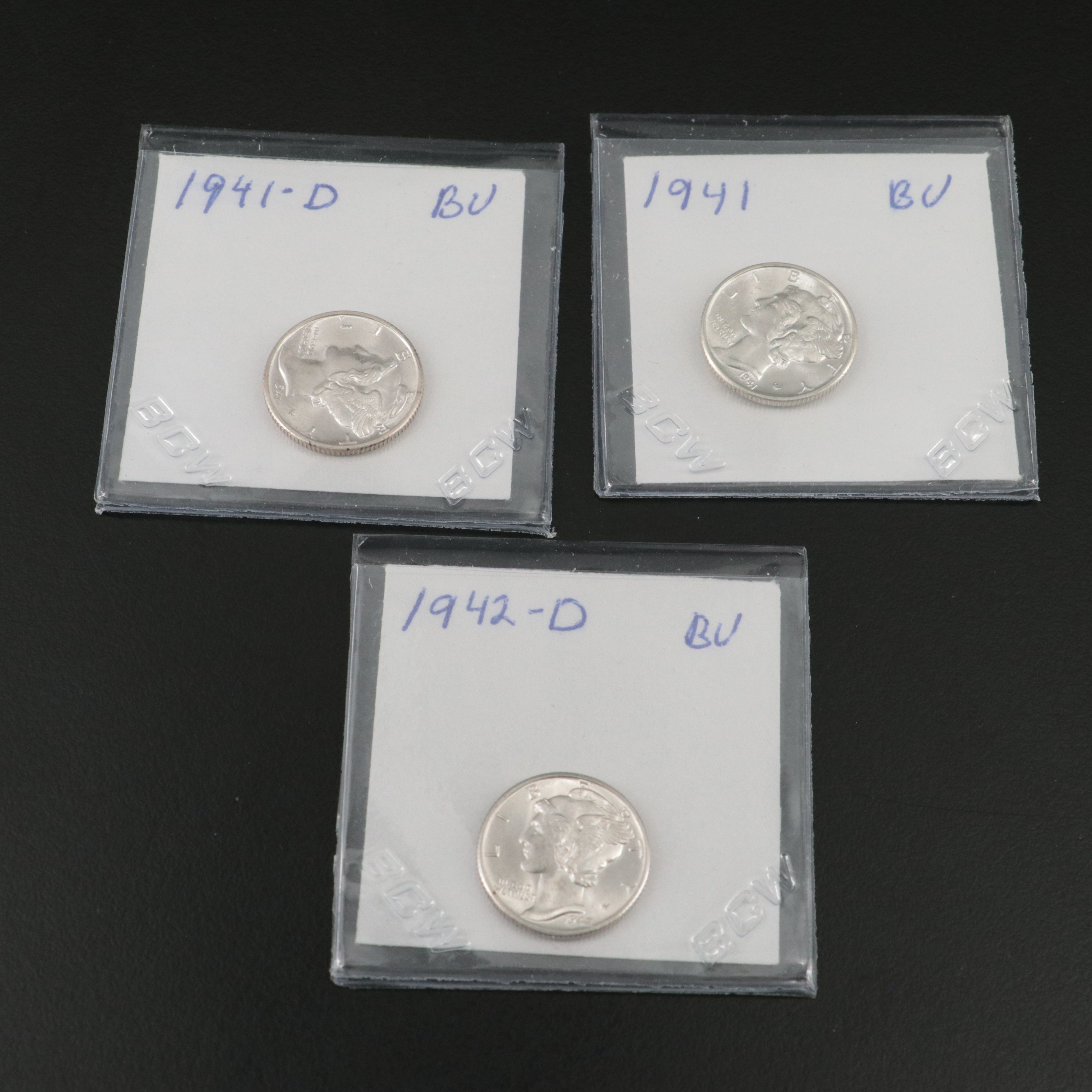 Mercury Dimes, Washington Quarters, and Walking Liberty Half Dollars