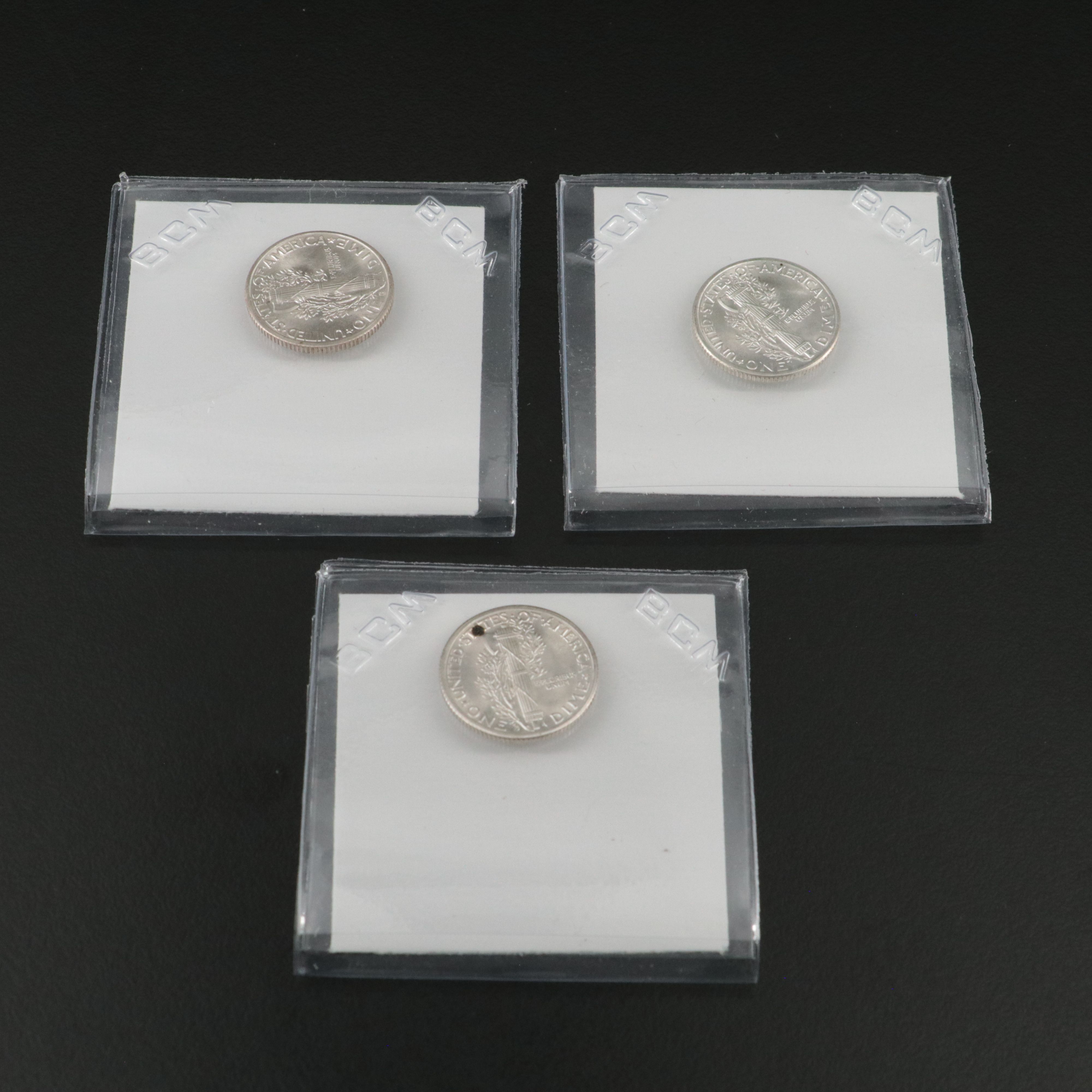 Mercury Dimes, Washington Quarters, and Walking Liberty Half Dollars