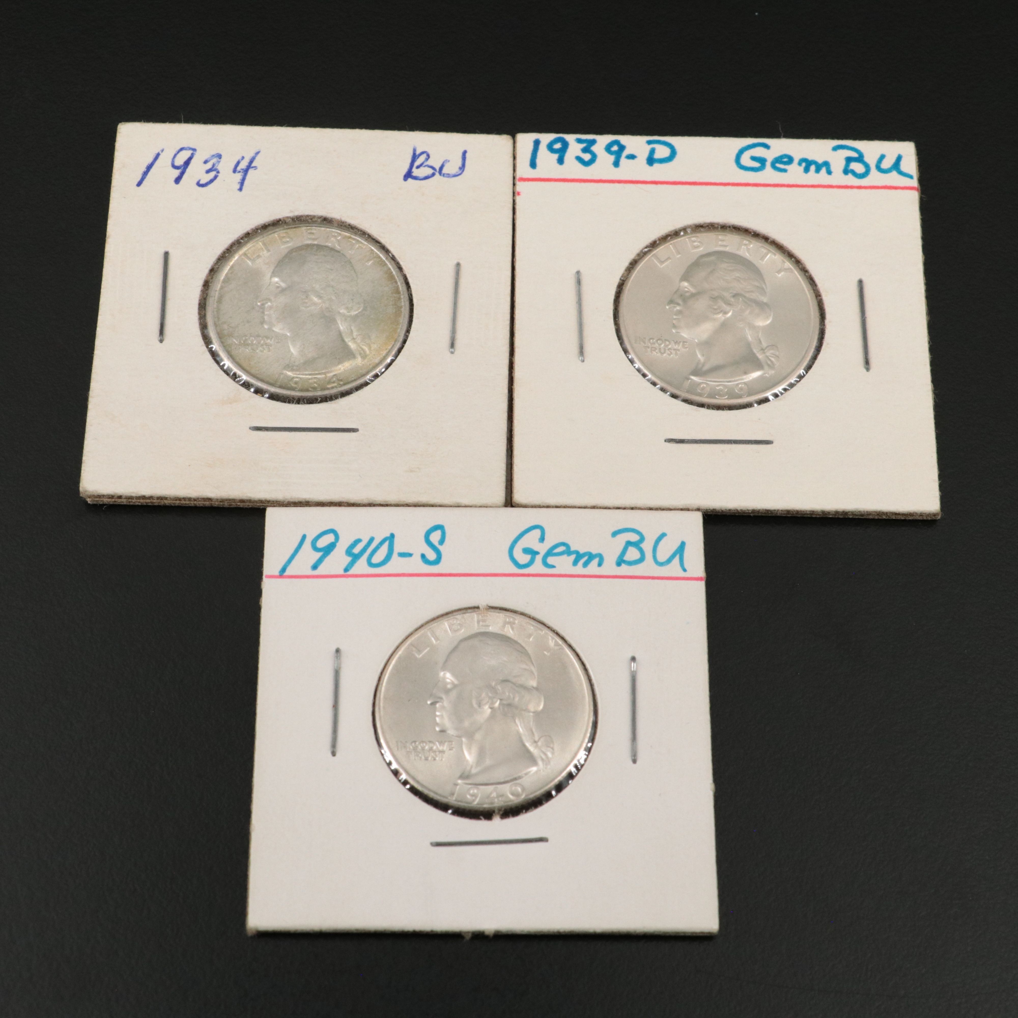 Mercury Dimes, Washington Quarters, and Walking Liberty Half Dollars