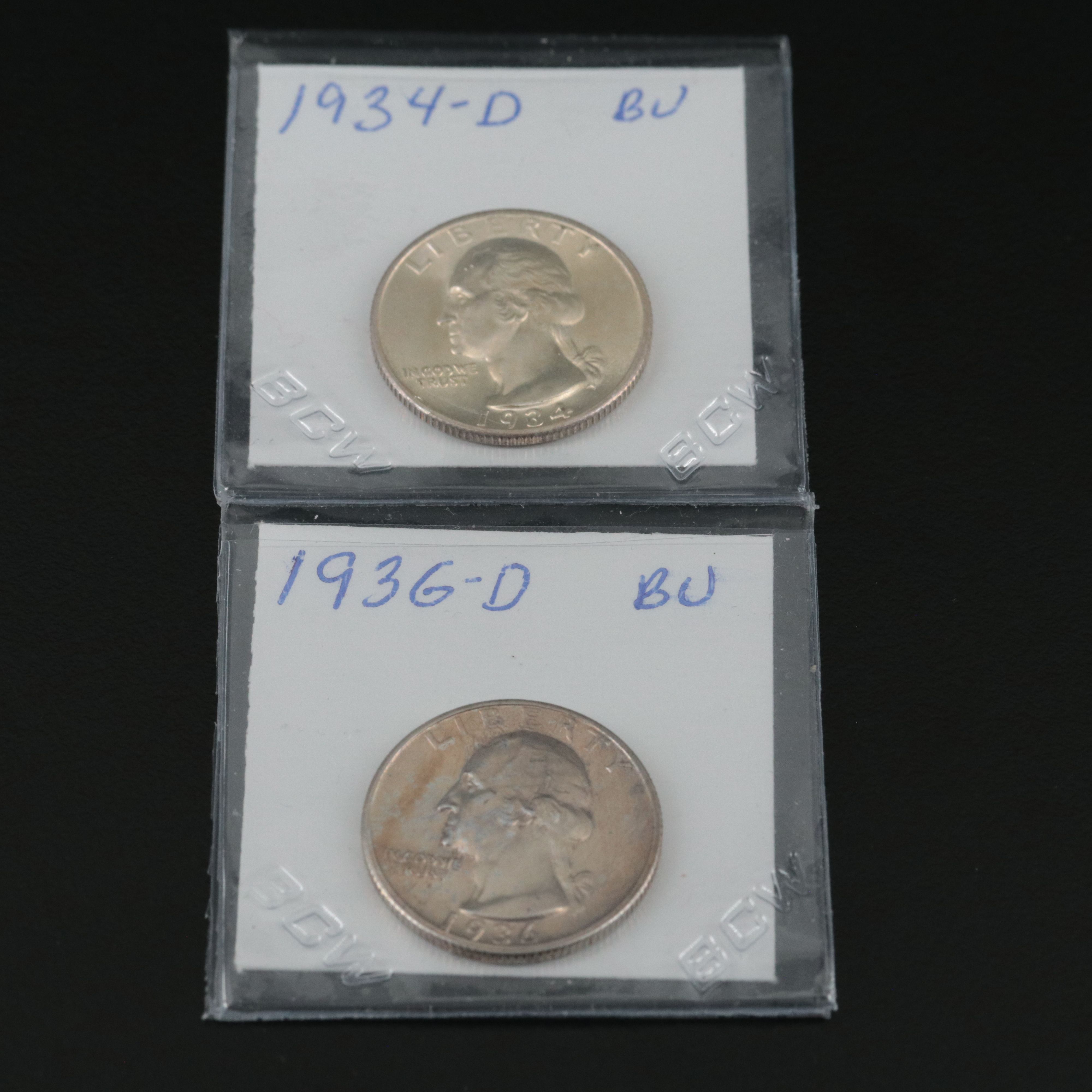 1934-D and 1936-D Uncirculated Washington Quarters