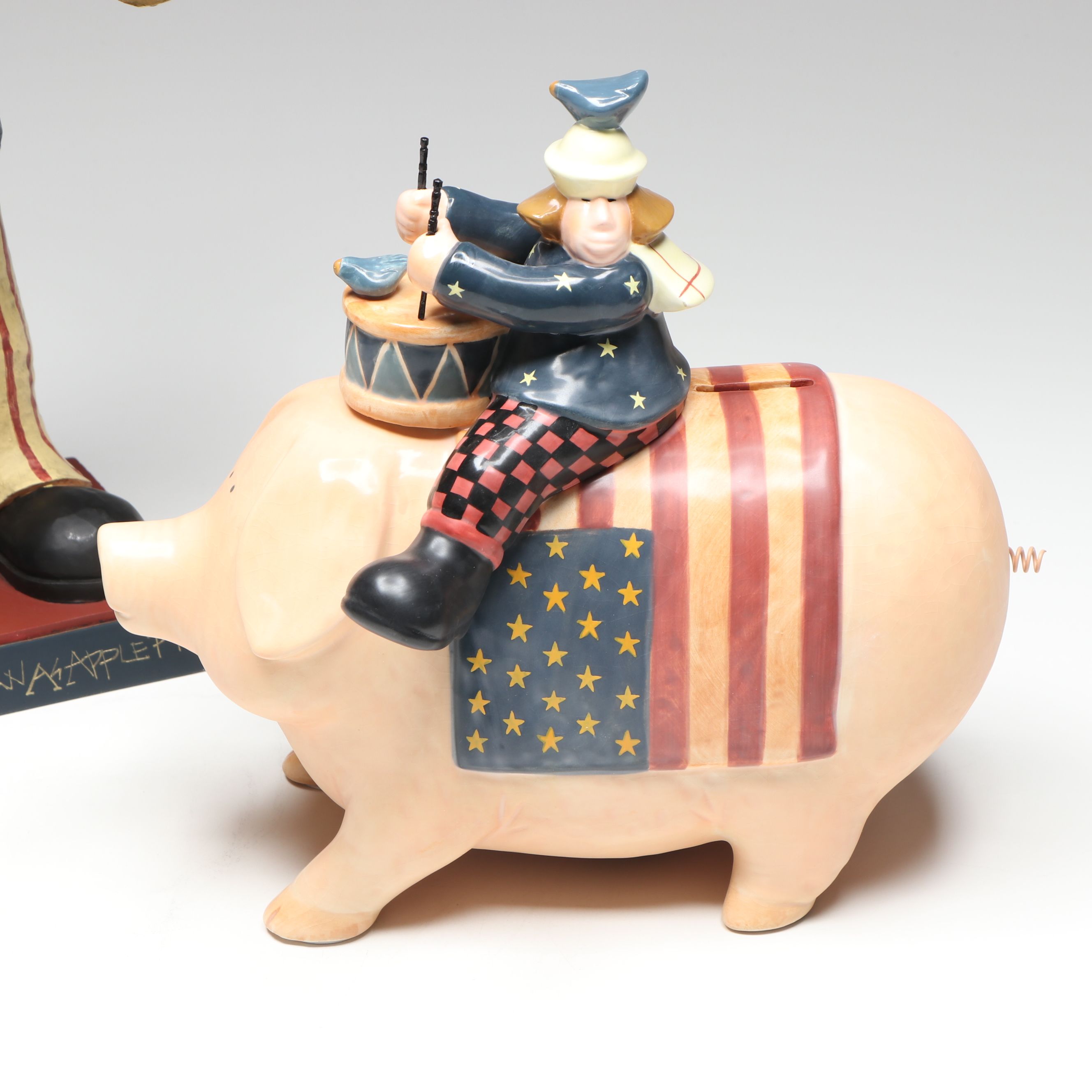 Williraye Studio "As American as Apple Pie" Figurine and Other Bank