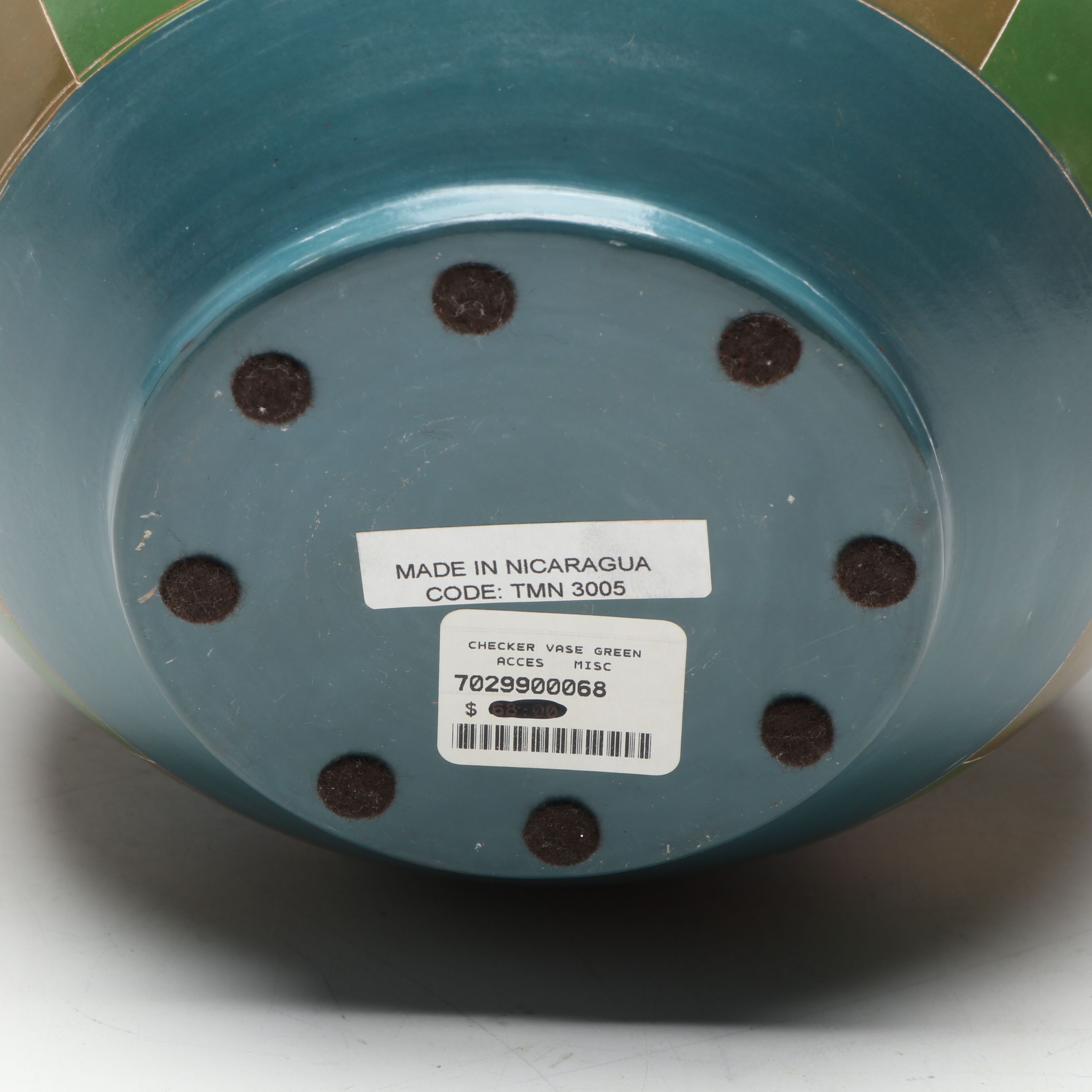 Patti Carpenter Style Ceramic Checkered Round Orb Vases