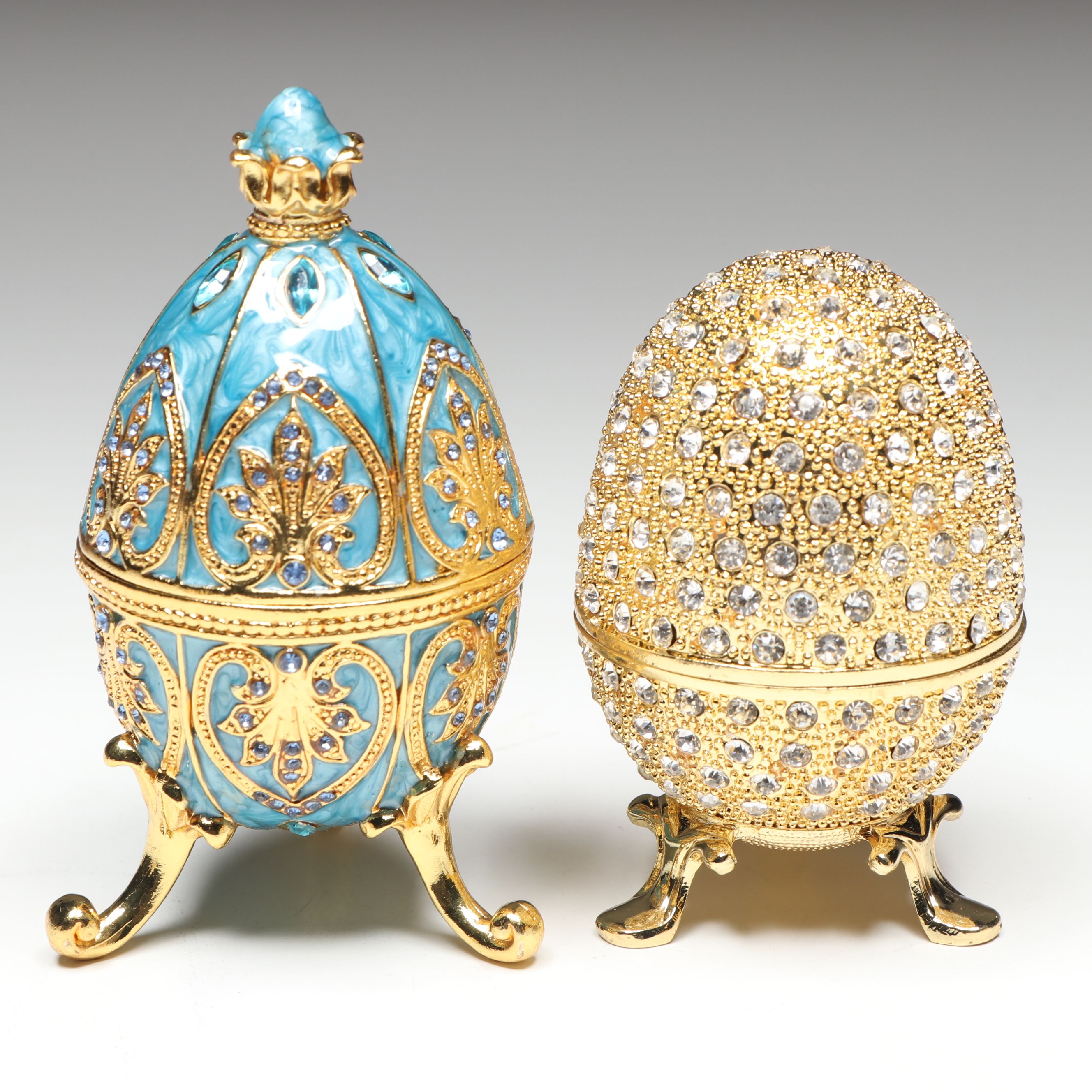 Qifu and Fasalino Fabergé Egg Style Limoges Boxes