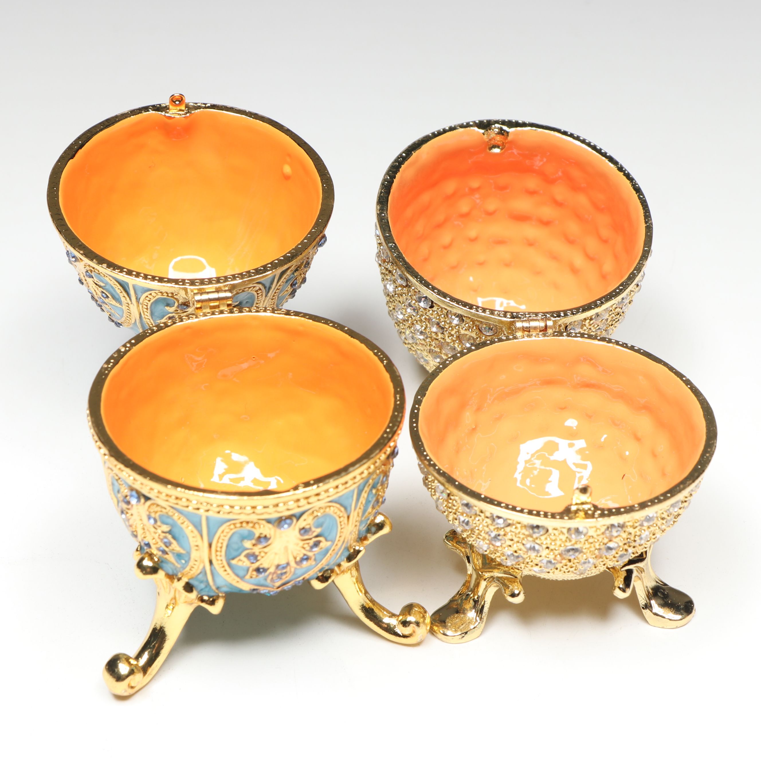 Qifu and Fasalino Fabergé Egg Style Limoges Boxes