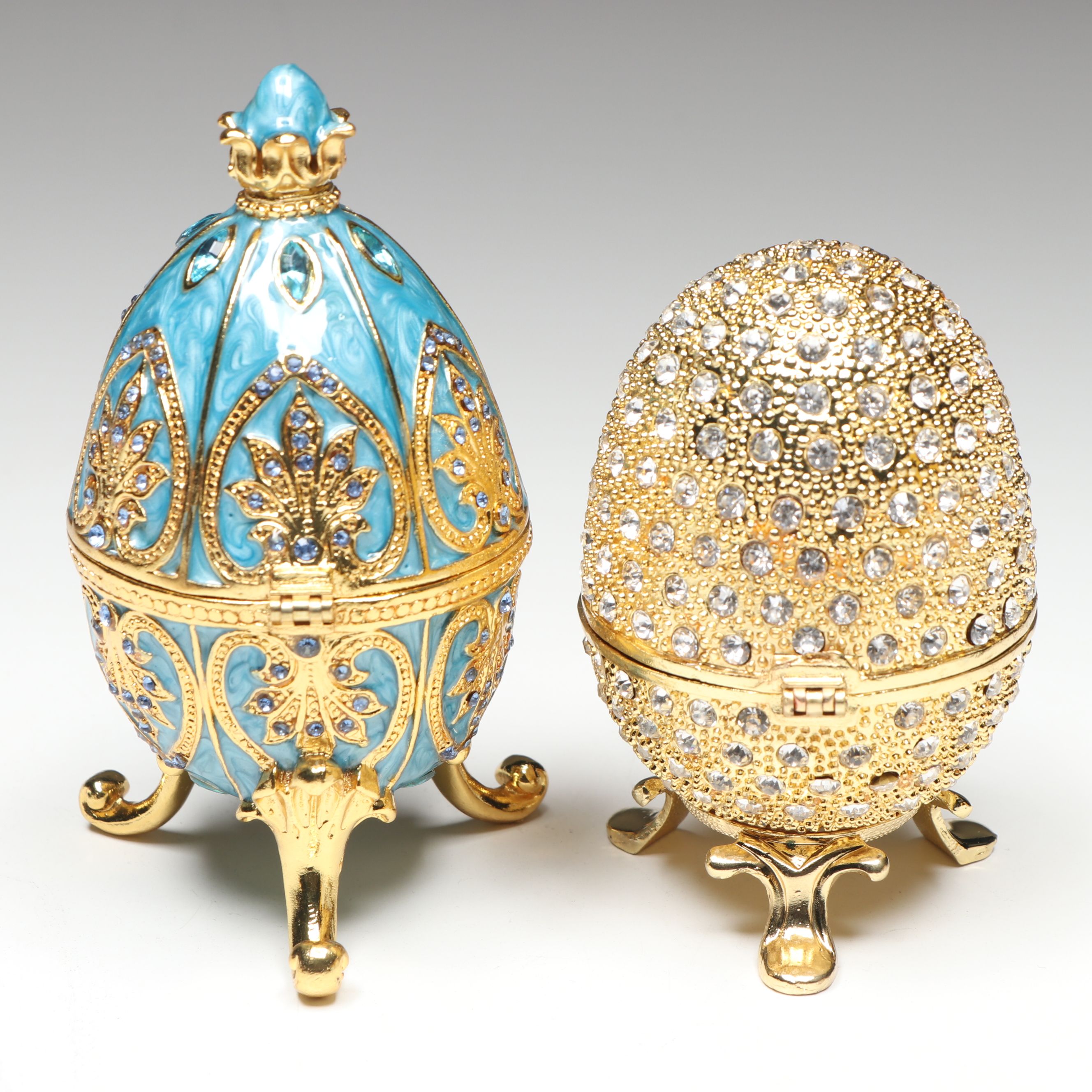 Qifu and Fasalino Fabergé Egg Style Limoges Boxes