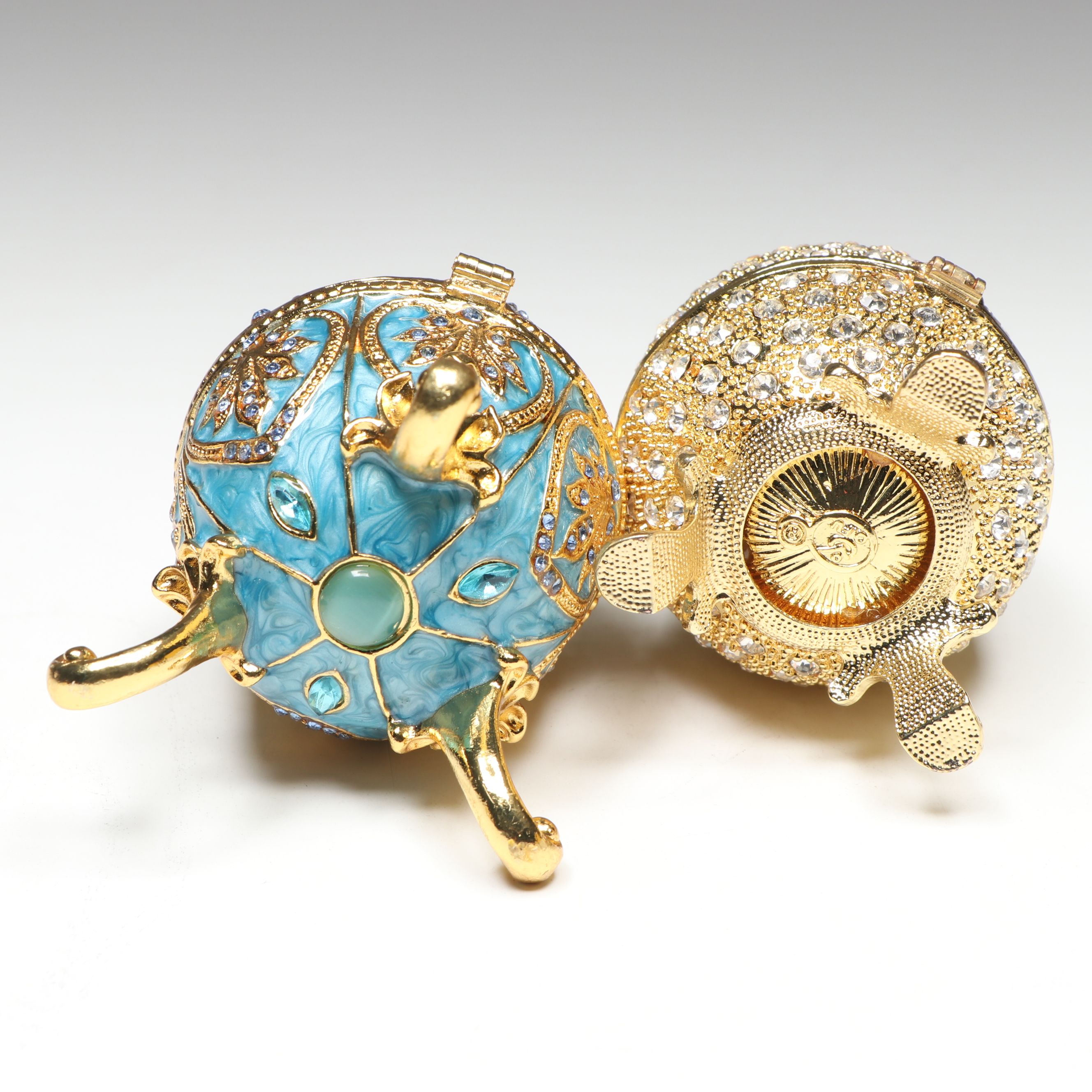 Qifu and Fasalino Fabergé Egg Style Limoges Boxes