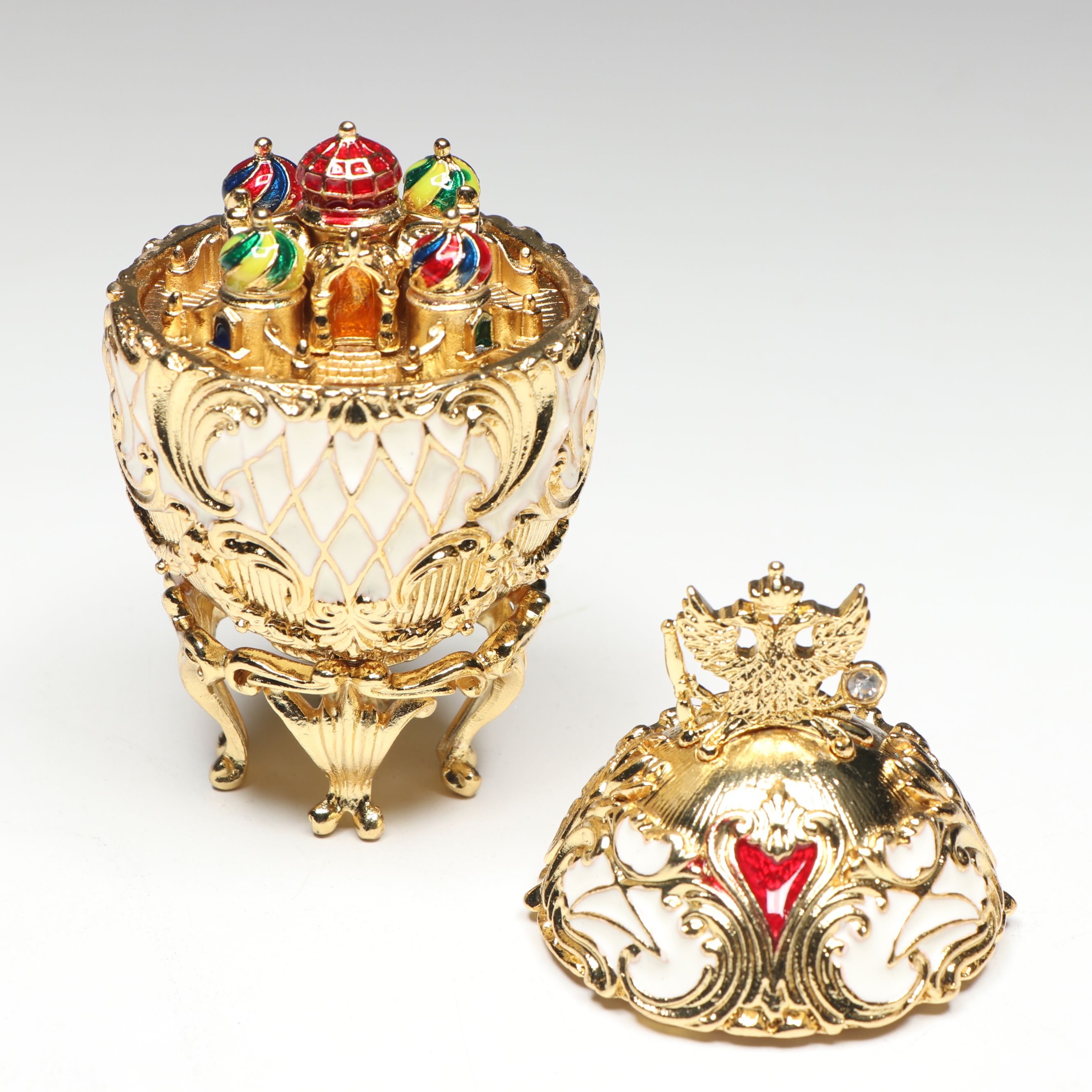 Qifu and Fasalino Fabergé Egg Style Limoges Boxes