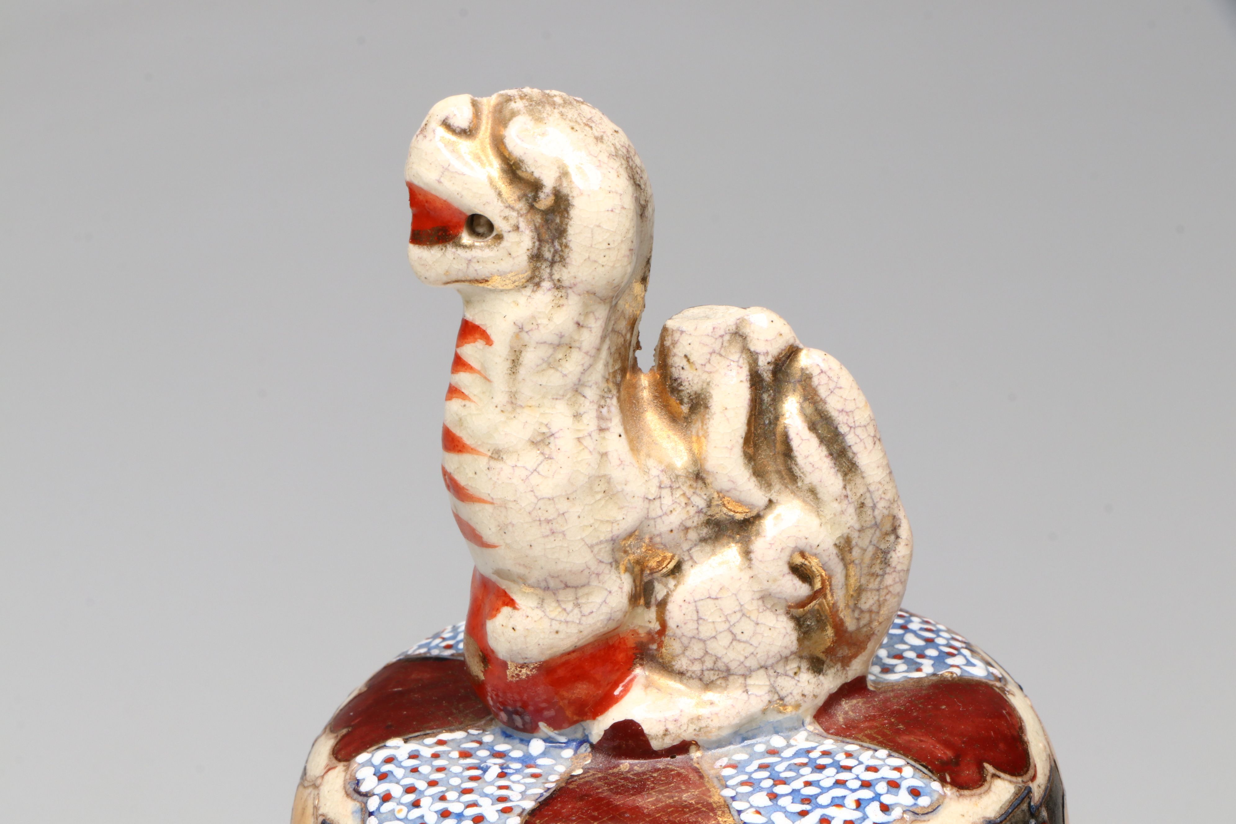 Meiji Period Satsuma Moriage Ceramic Lidded Urn and Vases