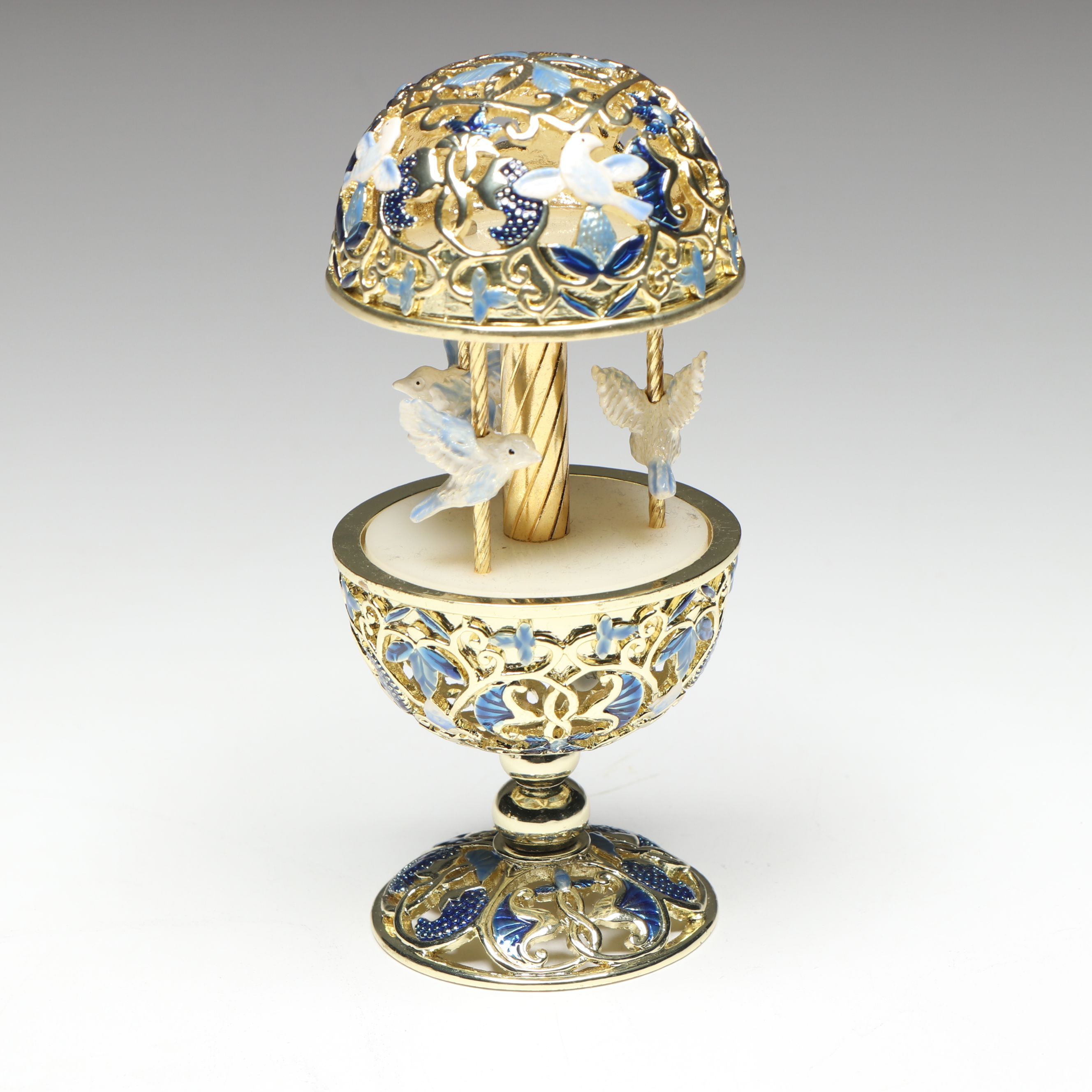 Keren Kopal Bird Decorated Fabergé Egg Style Music Box and Limoges Boxes