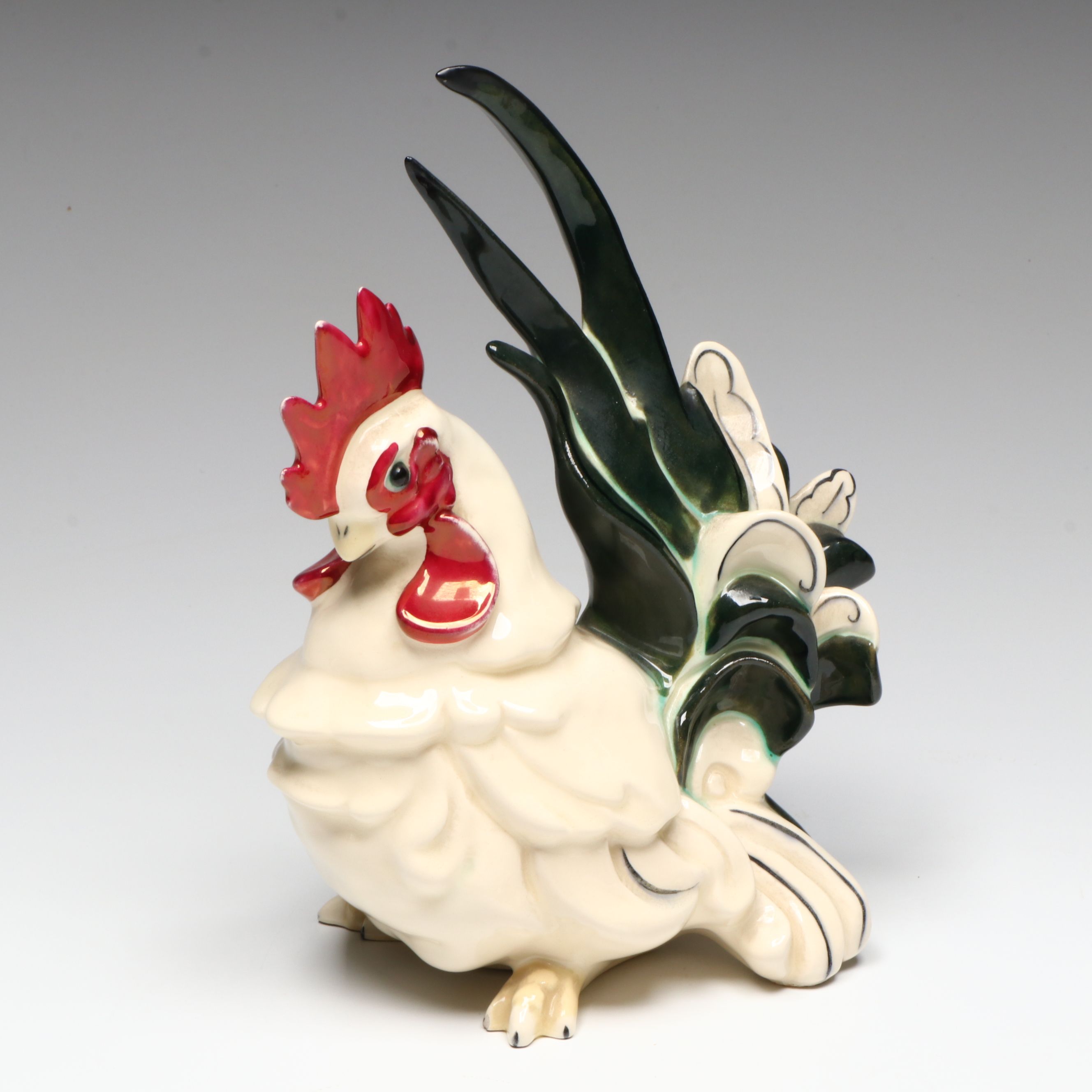 Ceramic Owl, Dove, Chicken and Rooster Figurines