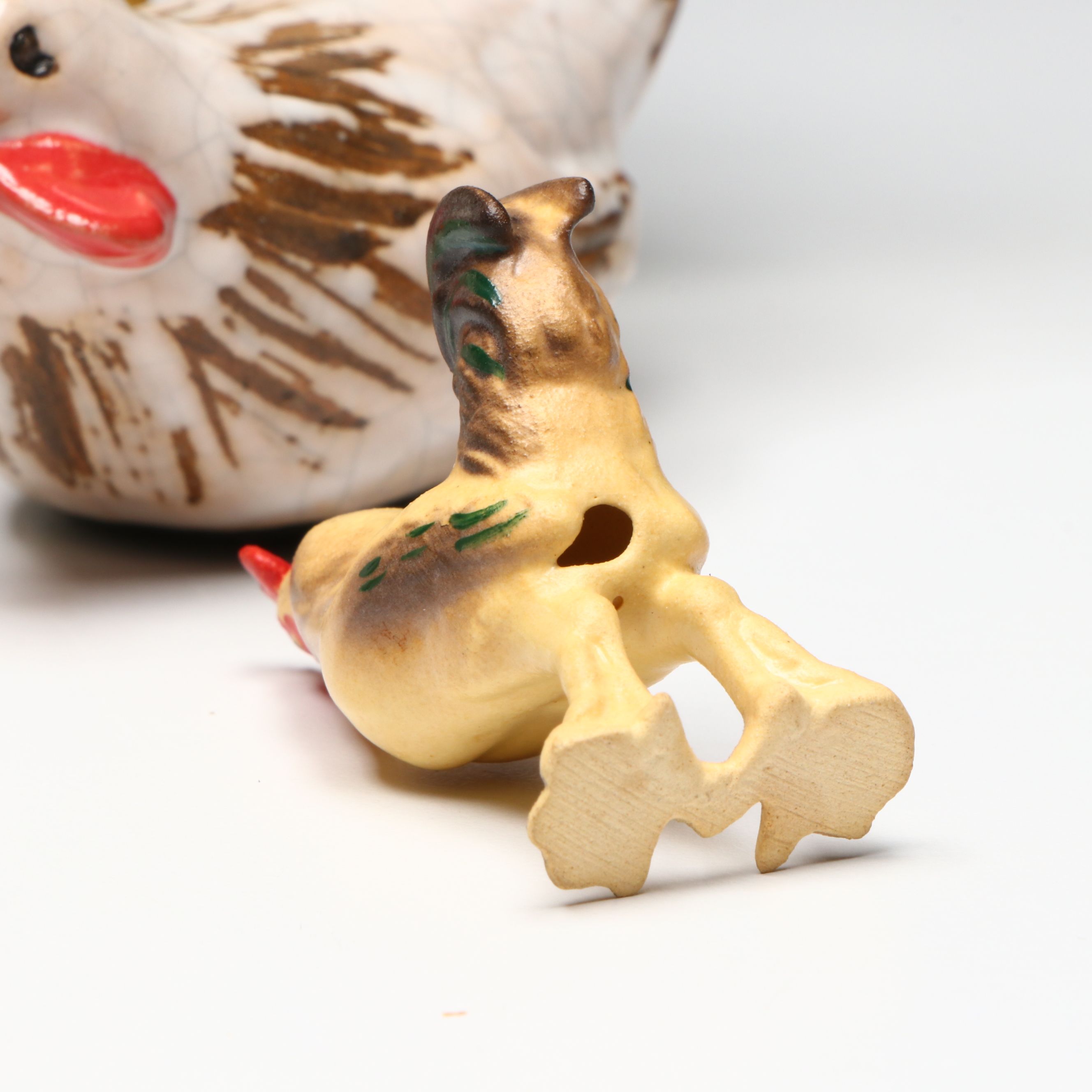 Ceramic Owl, Dove, Chicken and Rooster Figurines